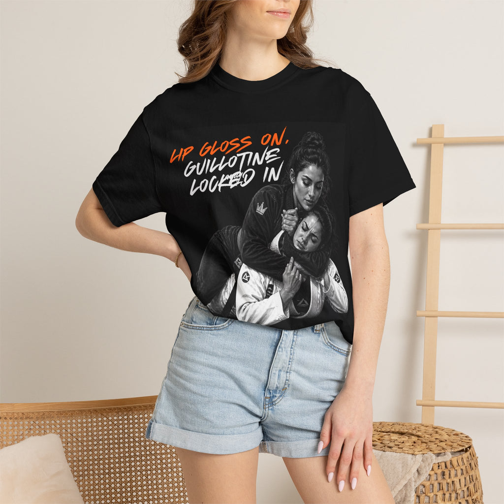 Lip Gloss On, Guillotine Locked In T-Shirt — Graphic Couple Wrestling Tee