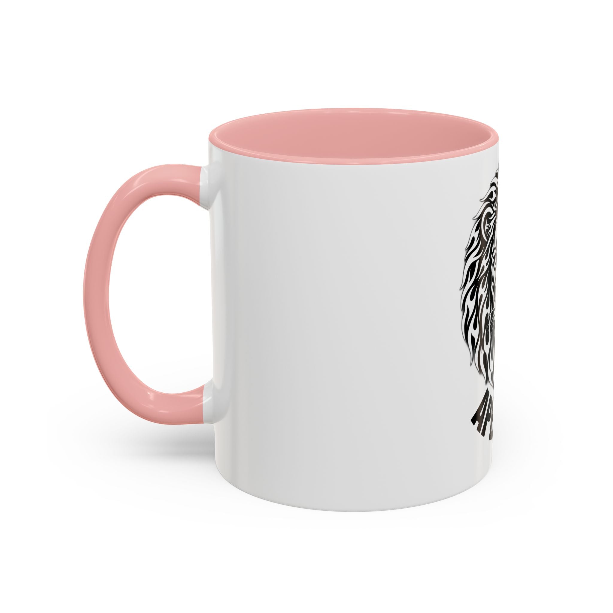 Lion Head Accent Coffee Mug — Black Tribal Lion Design (11oz & 15oz)