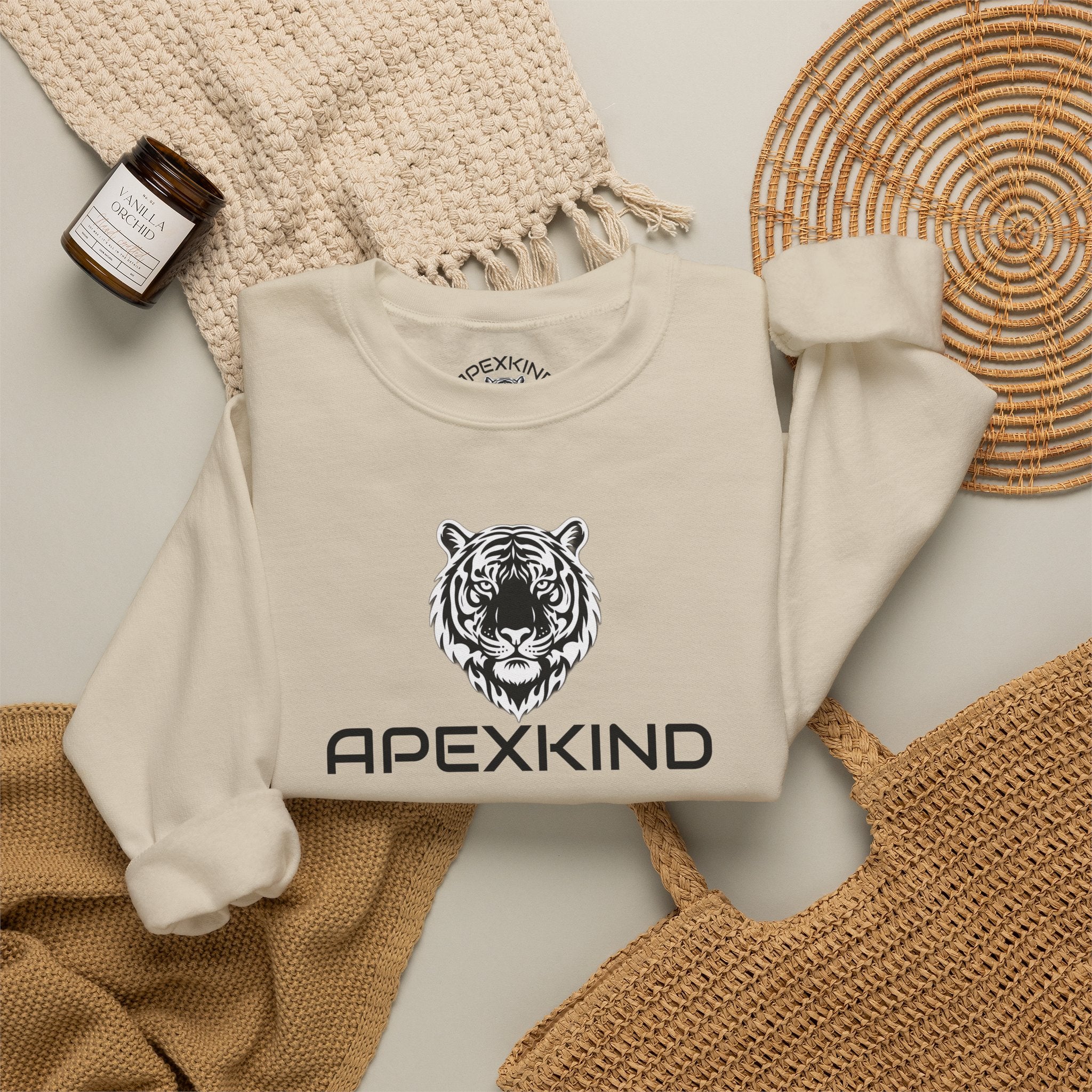 Tiger Logo Crewneck Sweatshirt — APEXKIND 'Walk Wild Live Sharp'