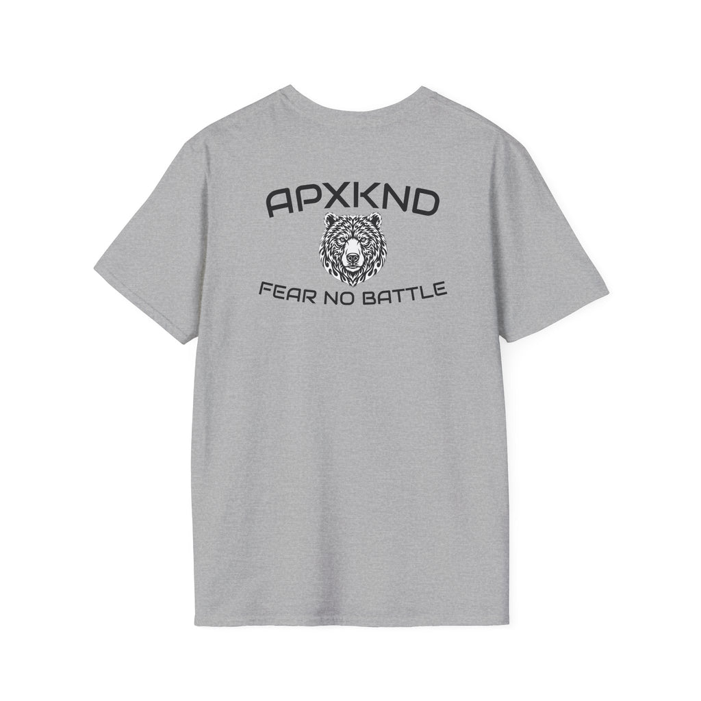 Apexkind Fear No Battle Grizzly Graphic T-Shirt – Unisex 100% Cotton Streetwear Tee, White