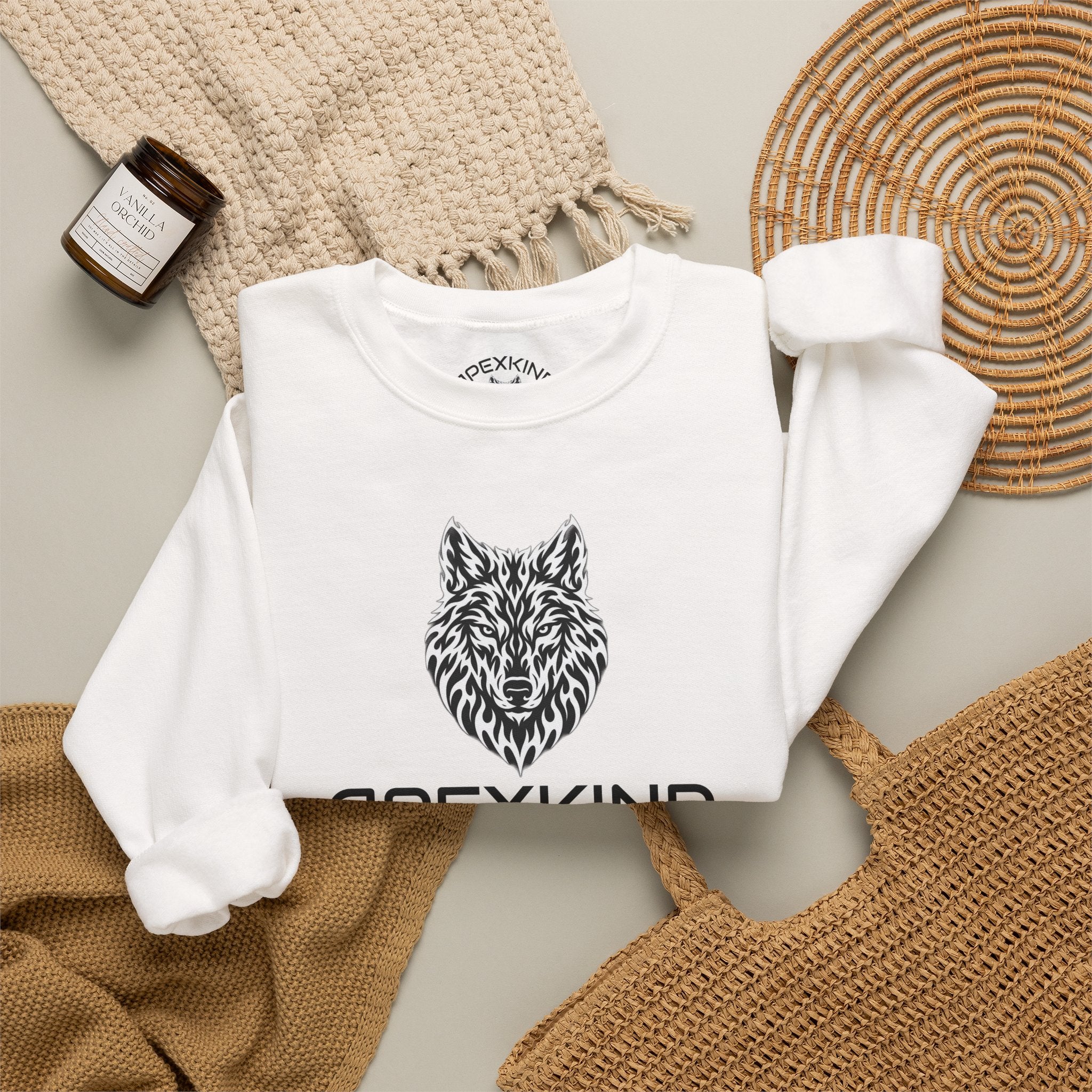 Lone Wolf Graphic Crewneck Sweatshirt — APEXKIND "Walk Wild, Live Sharp"