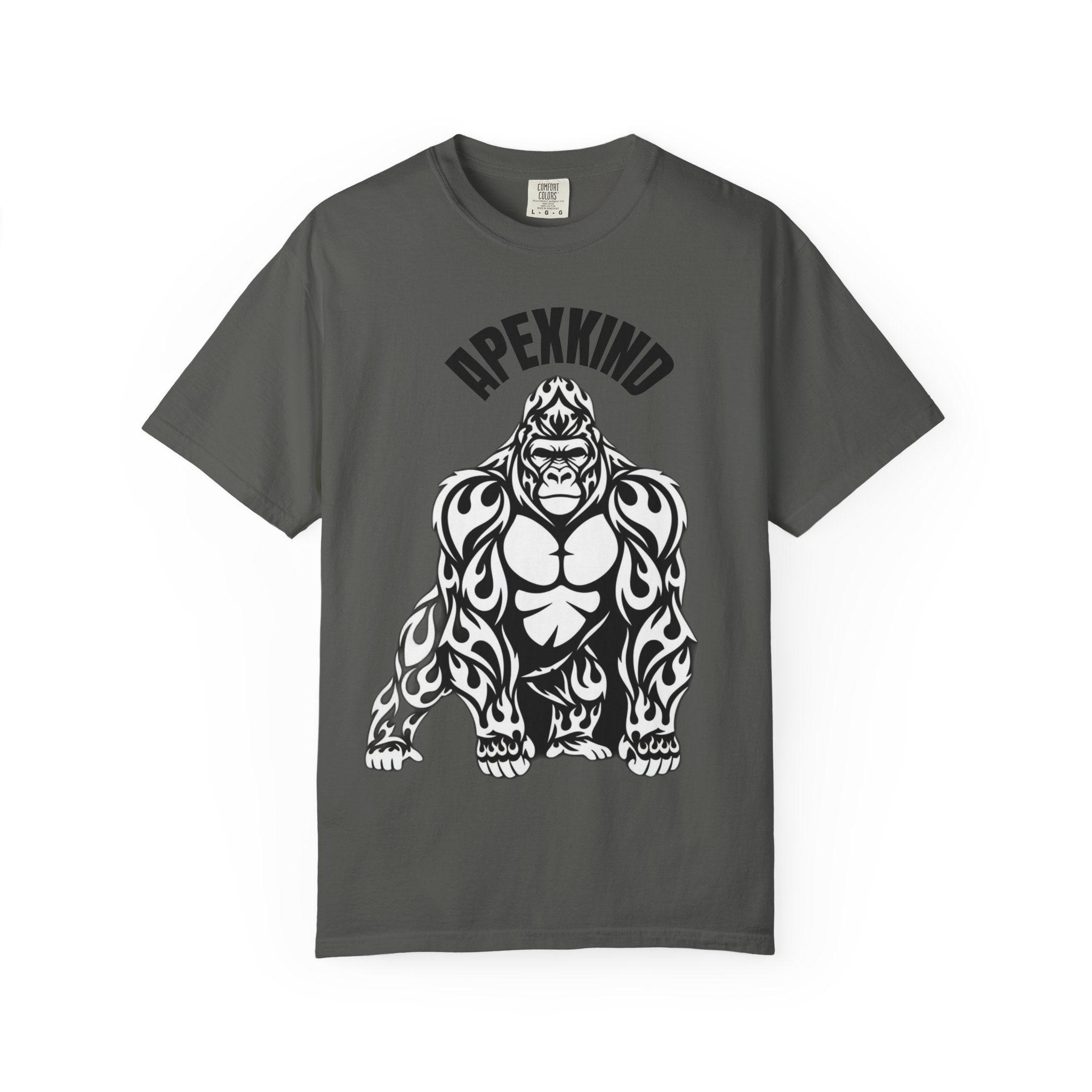 Tribal Flame Silverback Gorilla T-Shirt - Tribal Gorilla Illustration T-shirt | Bold Black Ape Design