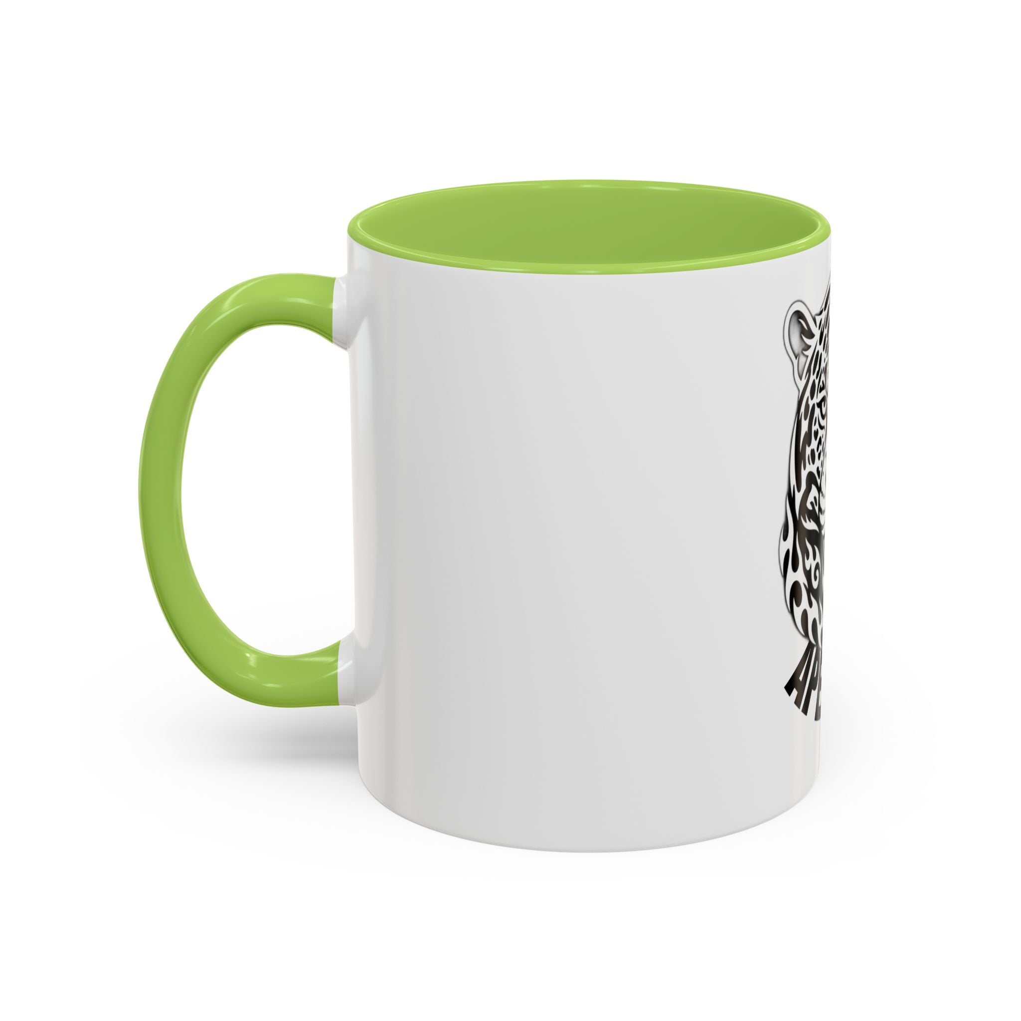 Tribal Wolf Accent Coffee Mug – Black Interior & Handle, Fierce Wolf Head Design (11/15 oz)