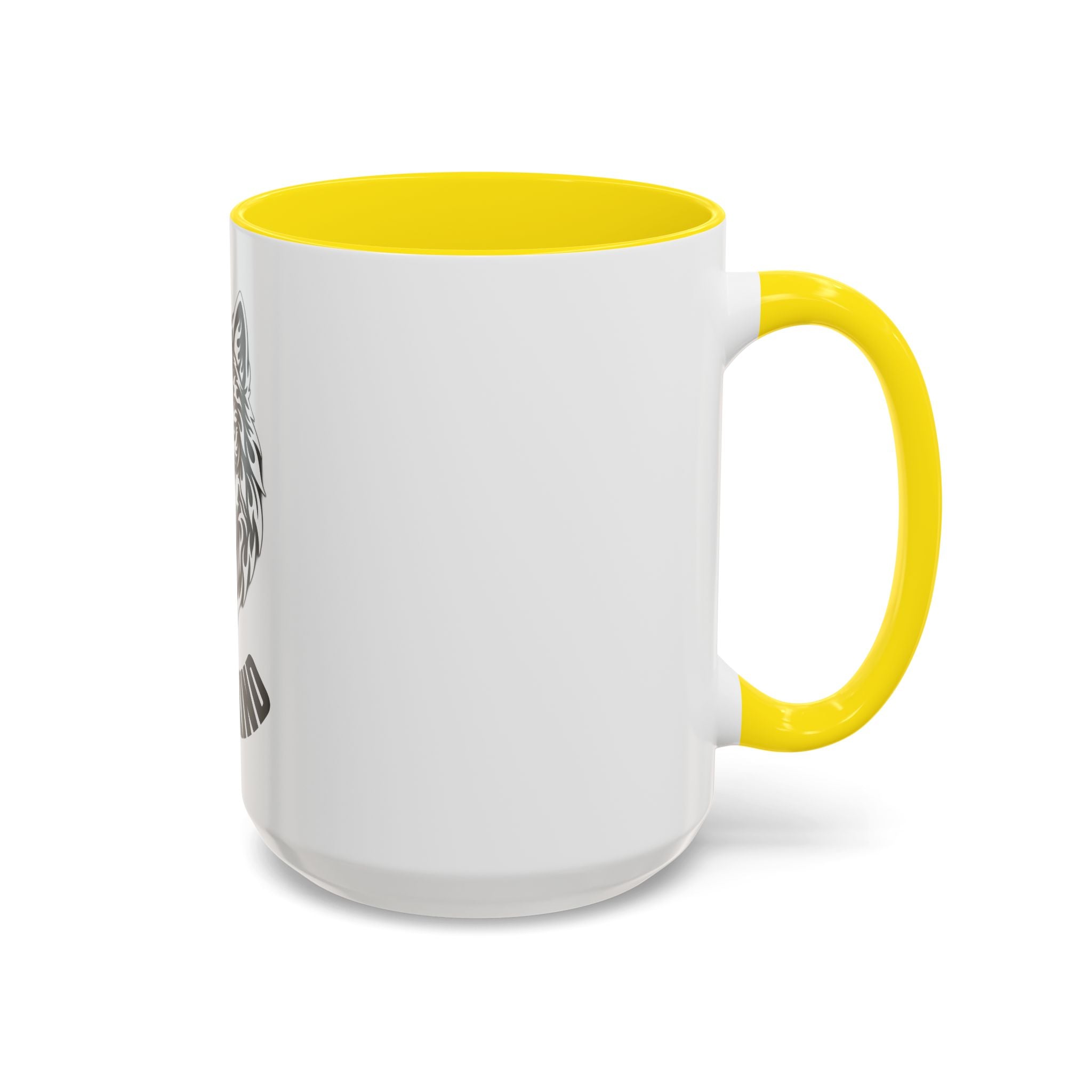 Tribal Wolf Accent Coffee Mug – Black Interior & Handle, Fierce Wolf Head Design (11/15 oz)