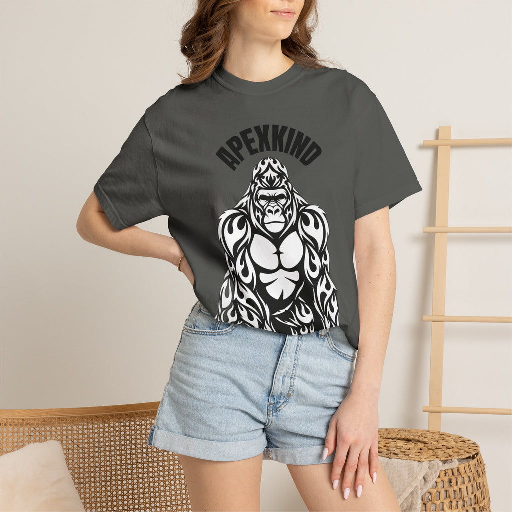 Tribal Flame Silverback Gorilla T-Shirt - Tribal Gorilla Illustration T-shirt | Bold Black Ape Design
