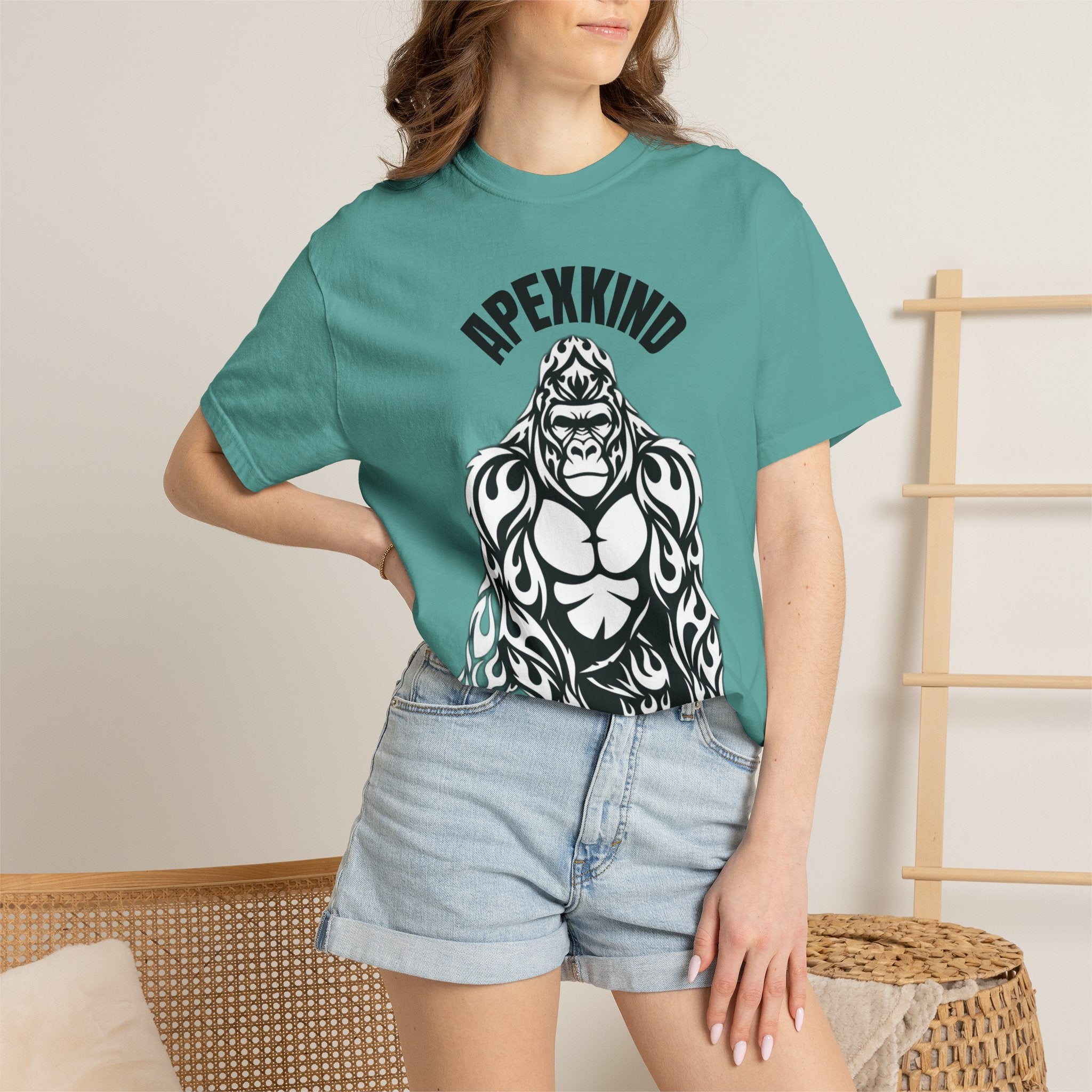 Tribal Flame Silverback Gorilla T-Shirt - Tribal Gorilla Illustration T-shirt | Bold Black Ape Design