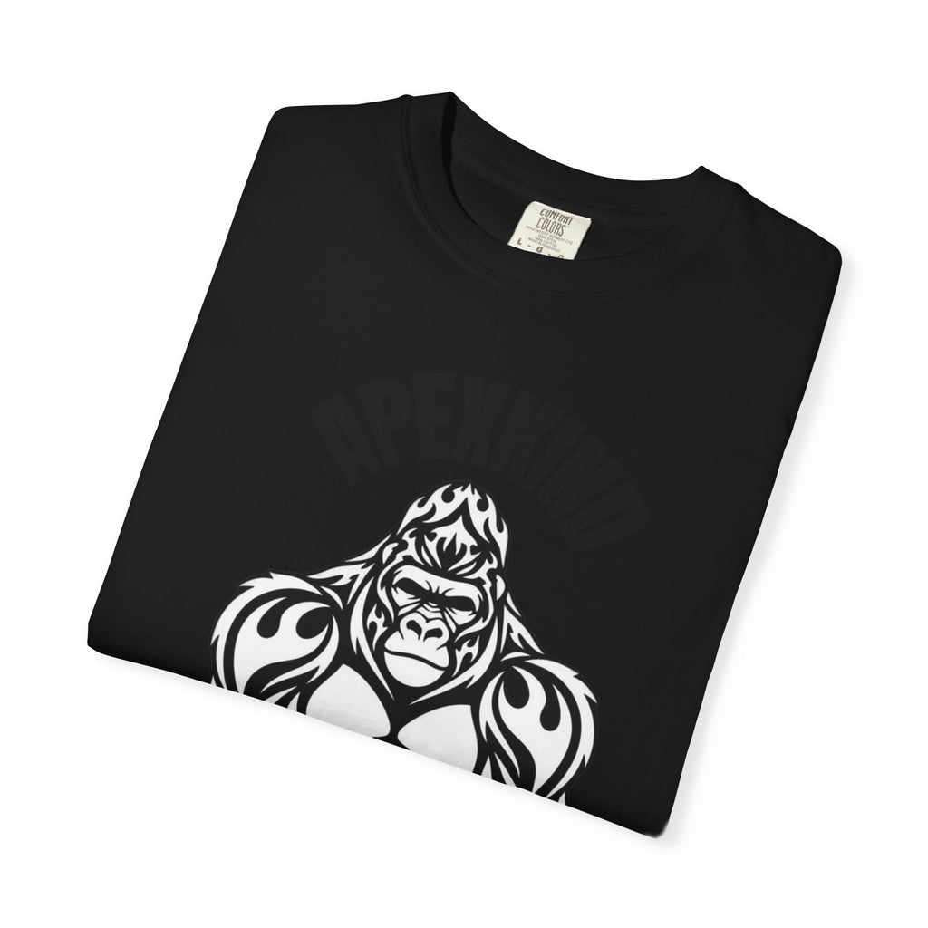 Tribal Flame Silverback Gorilla T-Shirt - Tribal Gorilla Illustration T-shirt | Bold Black Ape Design