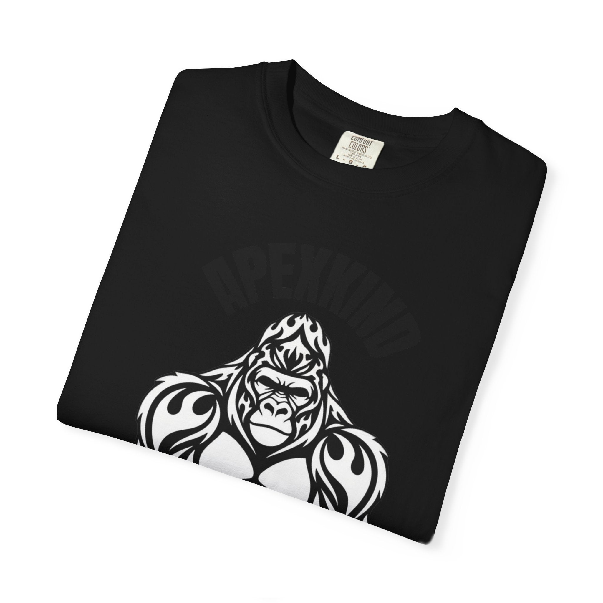 Tribal Flame Silverback Gorilla T-Shirt - Tribal Gorilla Illustration T-shirt | Bold Black Ape Design