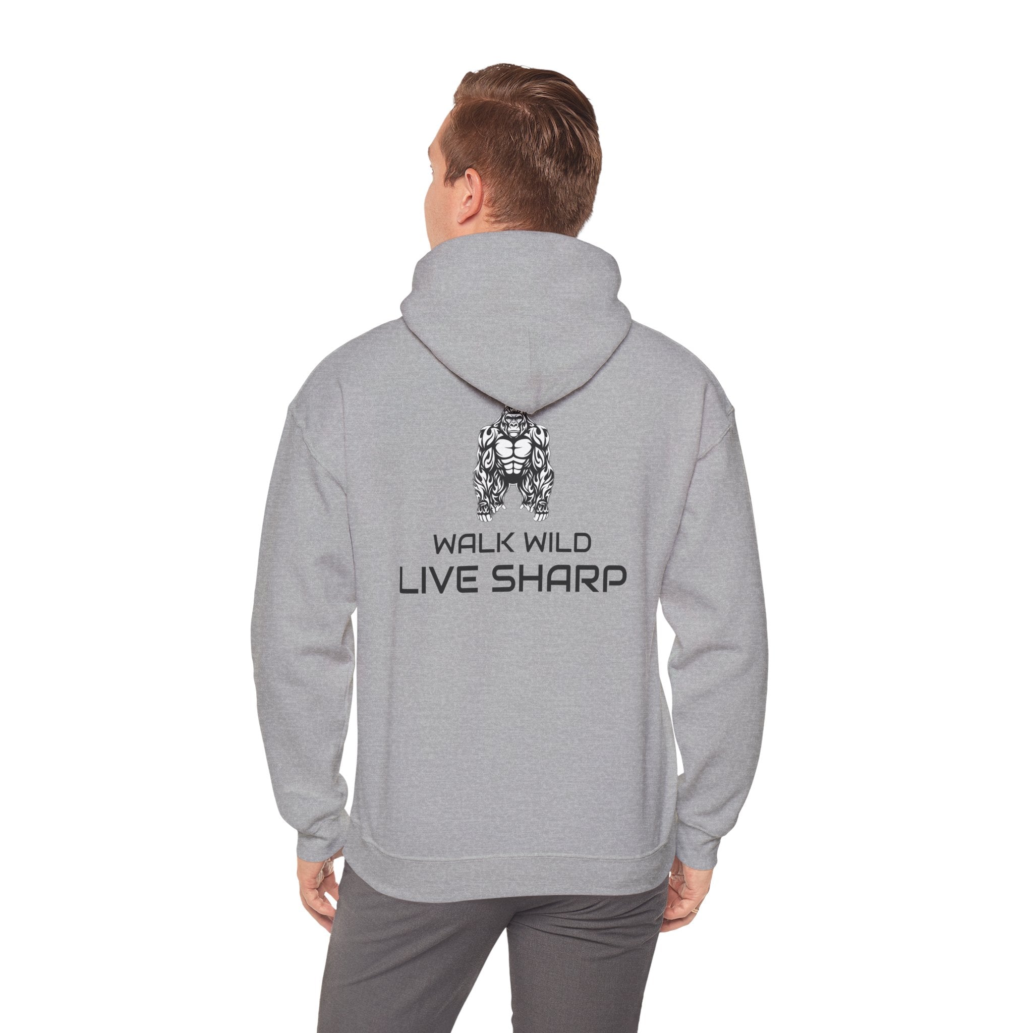 Apexkind Gorilla Hoodie — ‘Alpha Male ‘Walk Wild Live SHarp’ Motivational Graphic Hoodie