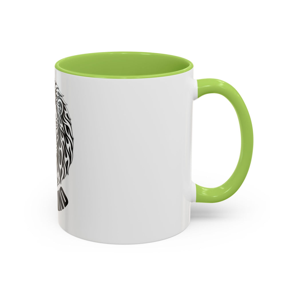Lion Head Accent Coffee Mug — Black Tribal Lion Design (11oz & 15oz)