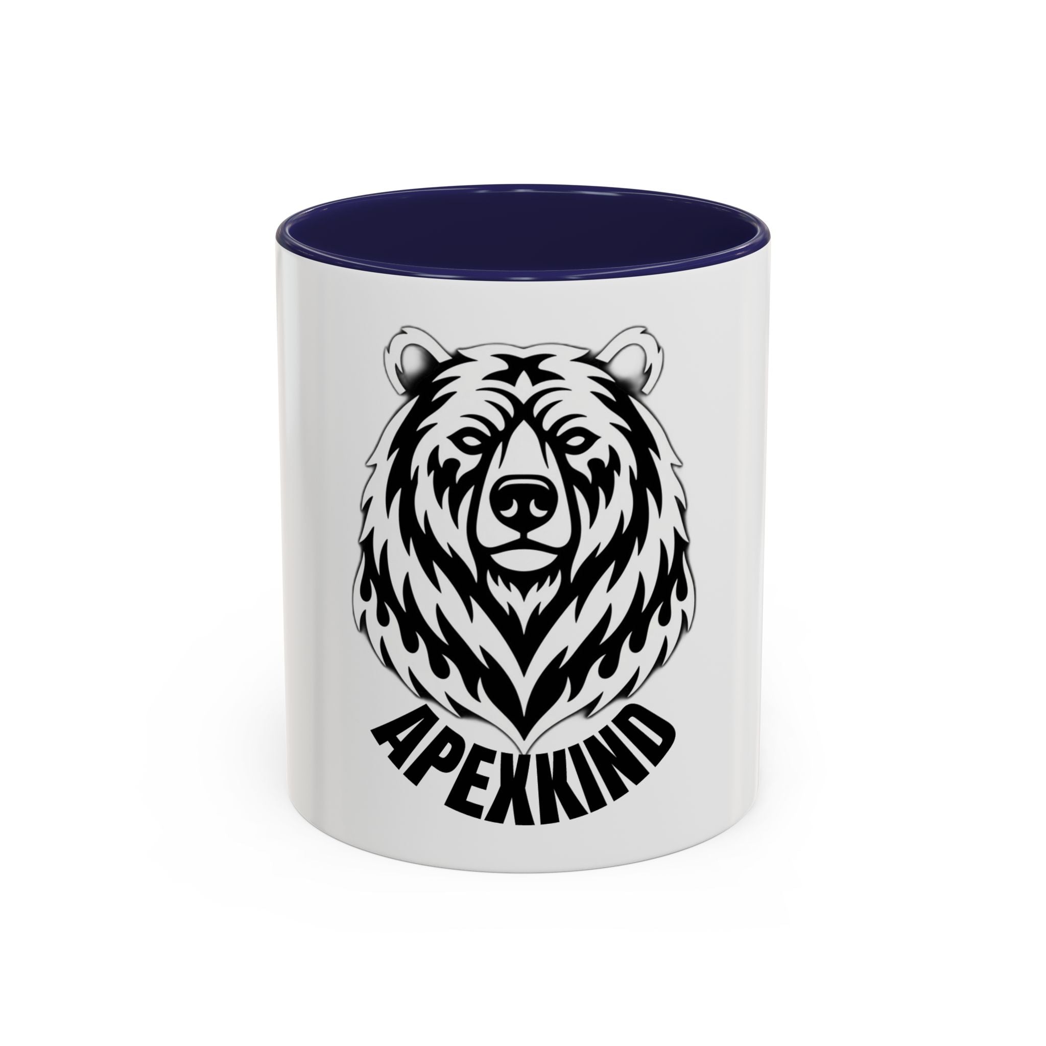 Bear Head Coffee Mug — Monochrome Tribal Bear Accent Mug