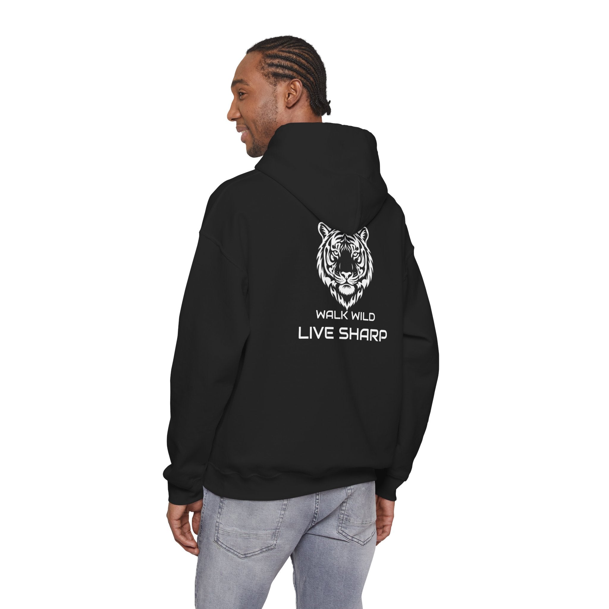 ApexKind Tiger Hoodie — "Walk Wild Live Sharp" Graphic Sweatshirt