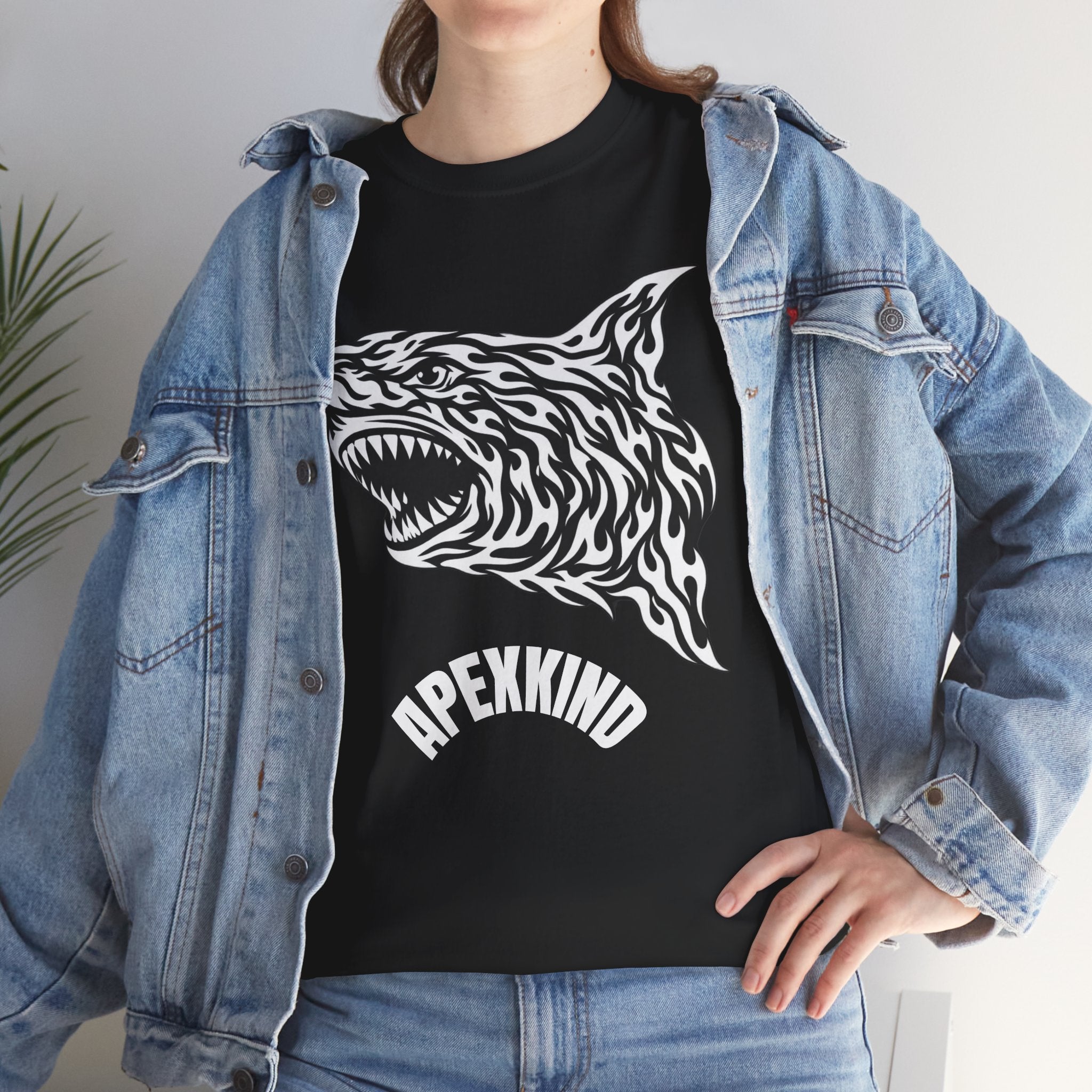 Tribal Flame Shark T-Shirt — "Apexkind" Tribal Shark Design