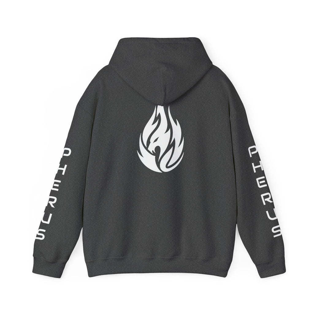 FERAL FLAME  Hoodie — Bold Flame Logo Pullover with Sleeve Text