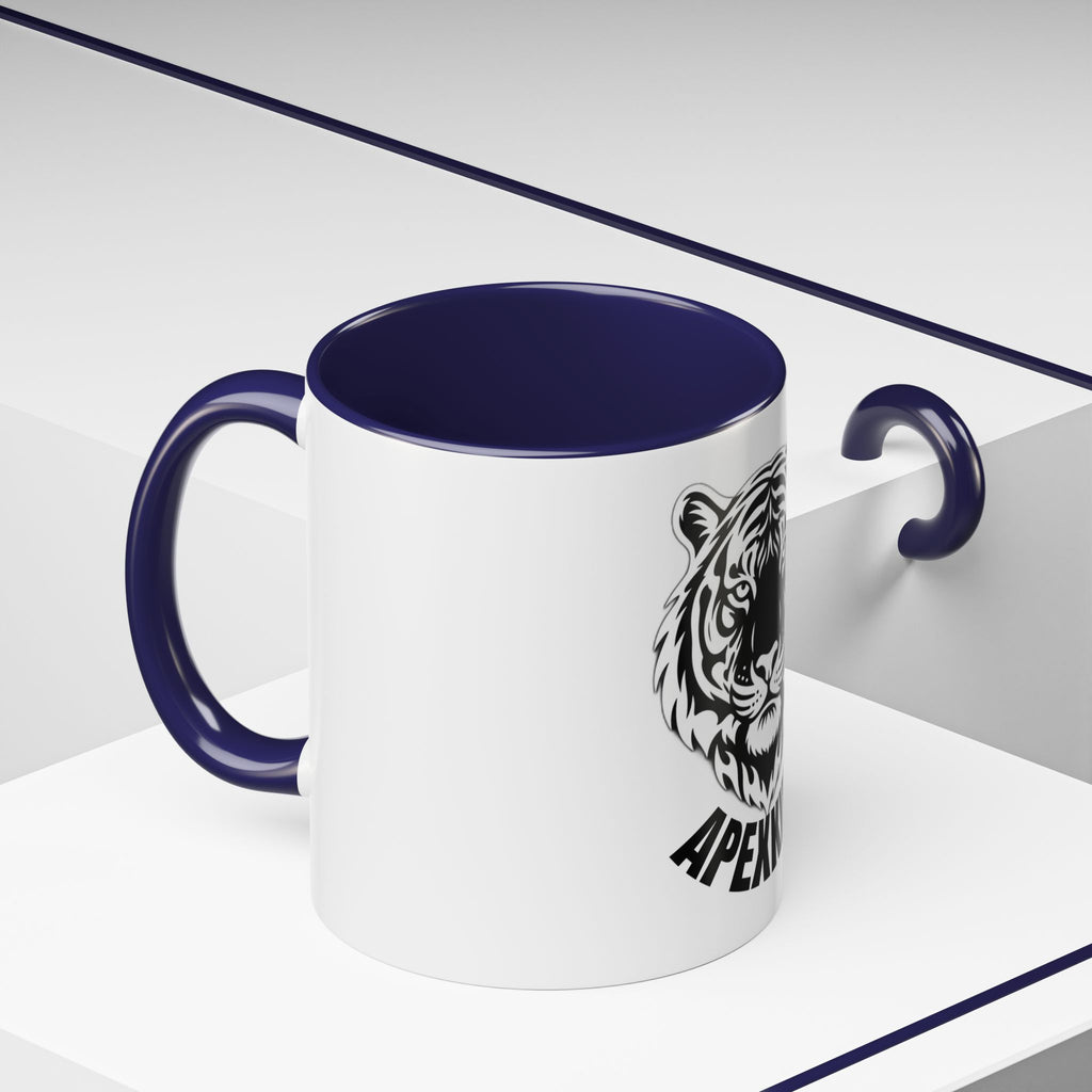 Tiger Head Accent Coffee Mug — Monochrome Tribal Tiger Face Ceramic Cup (11/15oz)