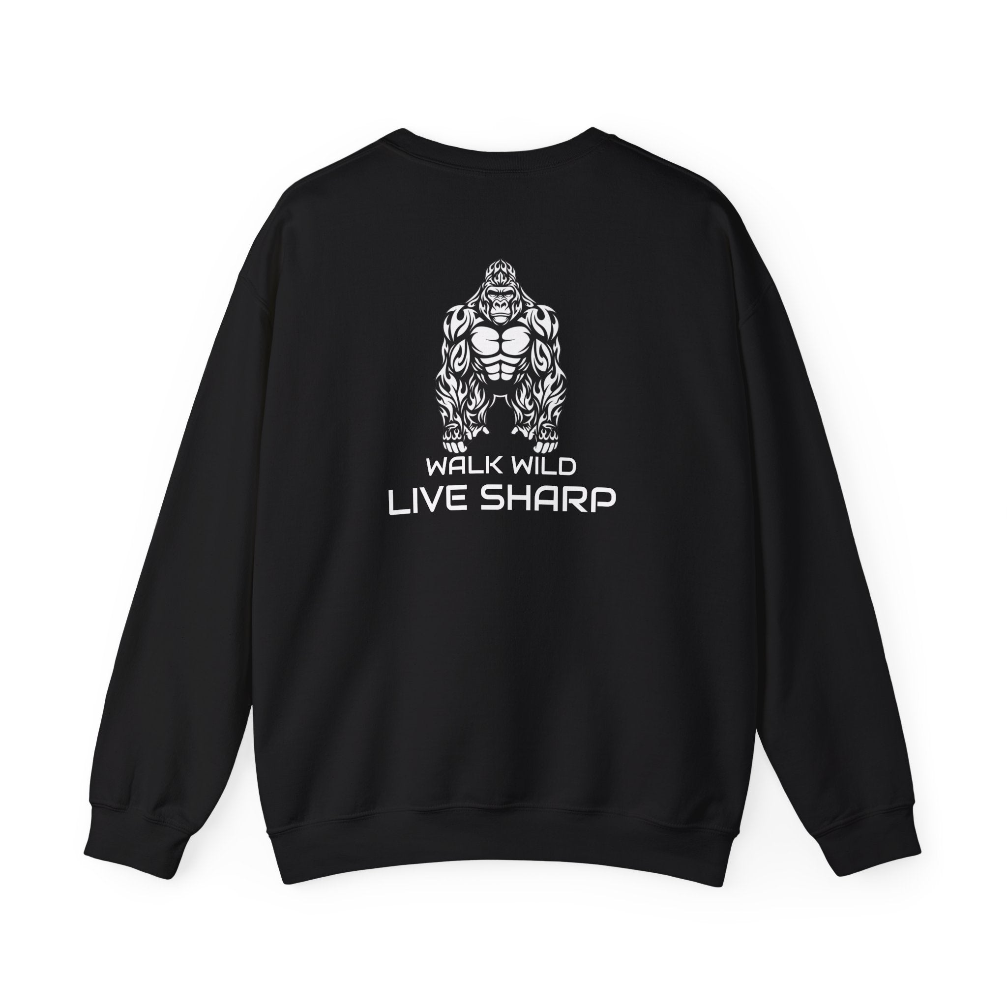 ApexKind Gorilla Crewneck Sweatshirt — "Walk Wild Live Sharp" Graphic