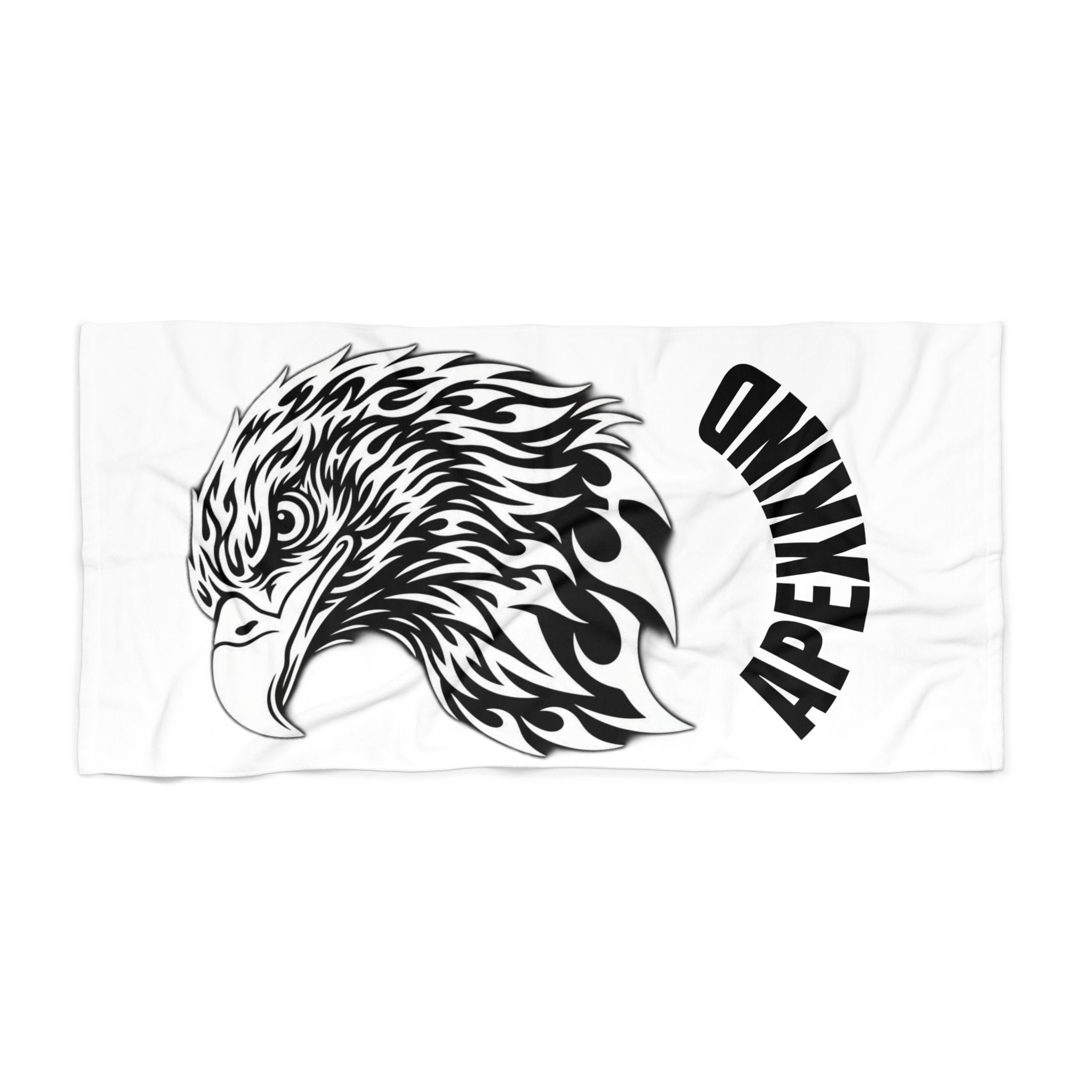 Eagle Head Beach Towel — Bold Tribal Eagle Design with 'APEXHWO' Text