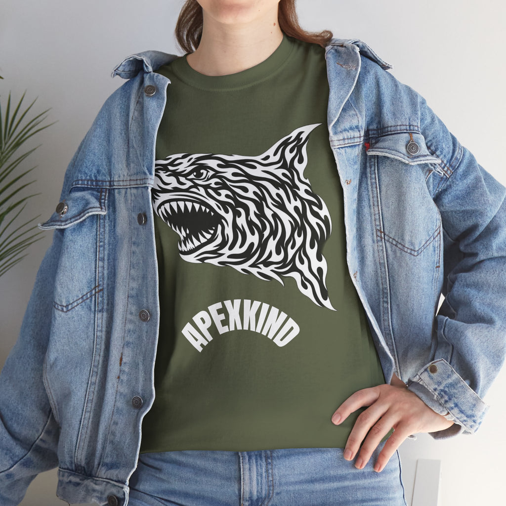 Tribal Flame Shark T-Shirt — "Apexkind" Tribal Shark Design