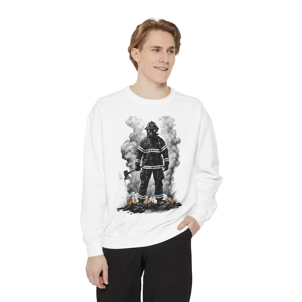 Firefighter Silhouette Sweatshirt — Veteran Firefighter Graphic Crewneck