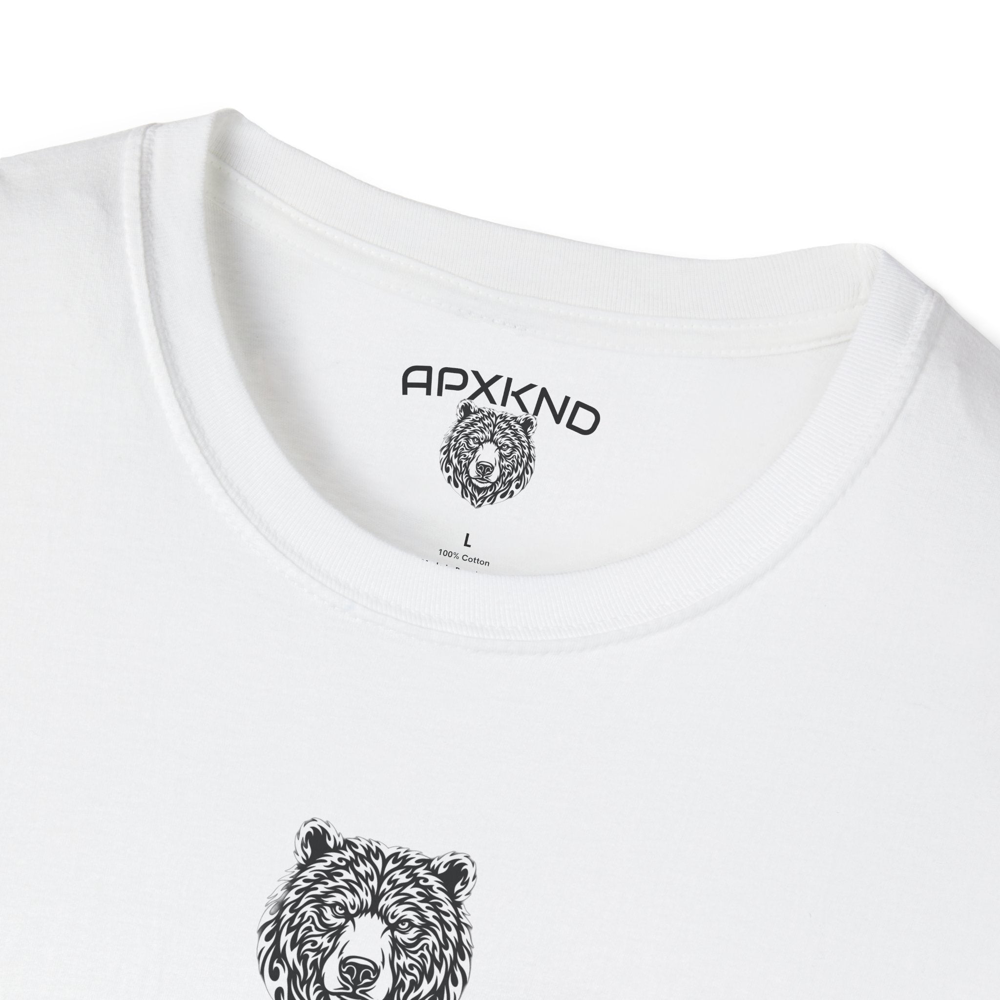 Apexkind Fear No Battle Grizzly Graphic T-Shirt – Unisex 100% Cotton Streetwear Tee, White