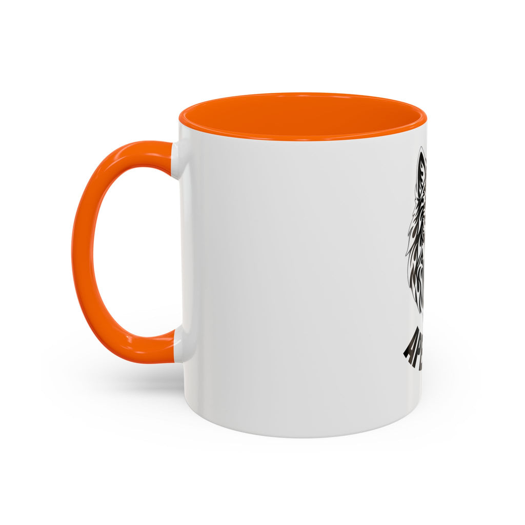Tribal Wolf Accent Coffee Mug – Black Interior & Handle, Fierce Wolf Head Design (11/15 oz)