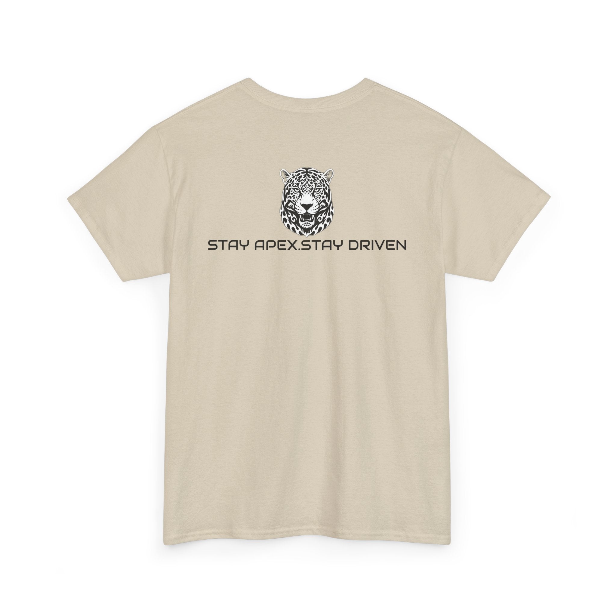 ApexKind Leopard Graphic Tee — 'Stay Apex Stay Driven' Motivational Cotton Shirt