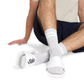Men's Slide Sandals — White Removable-Strap Slides with Flaming Skull Graphic