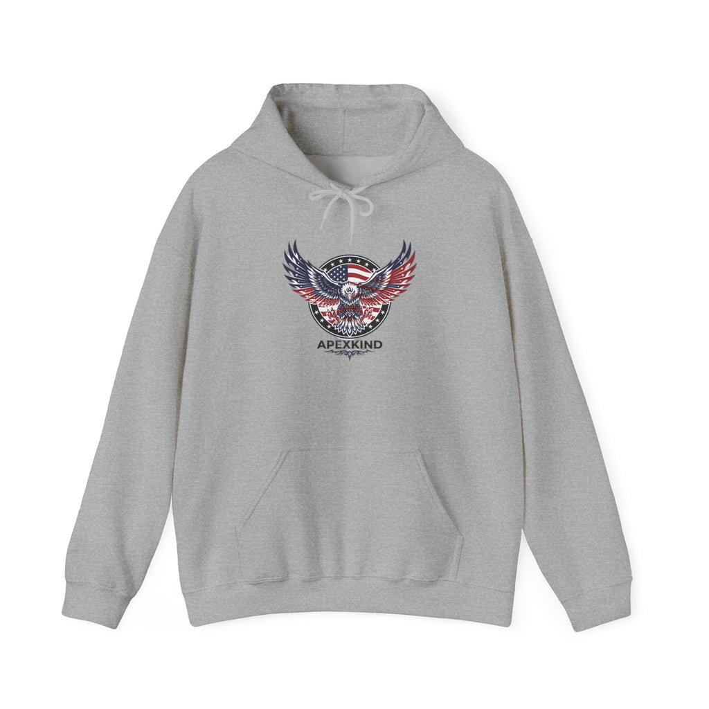 Patriotic Eagle Hoodie — American Flag Wings "APEXKIND" Design