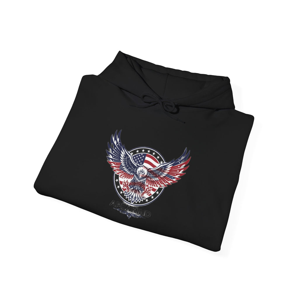 Patriotic Eagle Hoodie — American Flag Wings "APEXKIND" Design