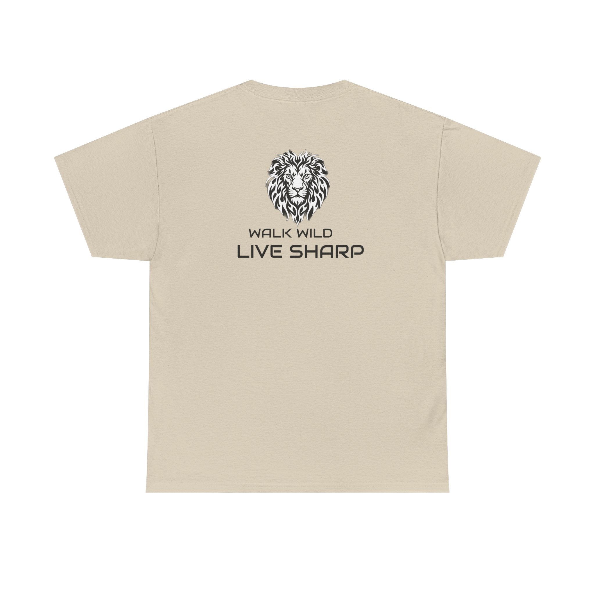 ApexKind Lion Tee —ALPHA MALE  T‑Shirt  “WALK WILD LIVE SHARP” Back)