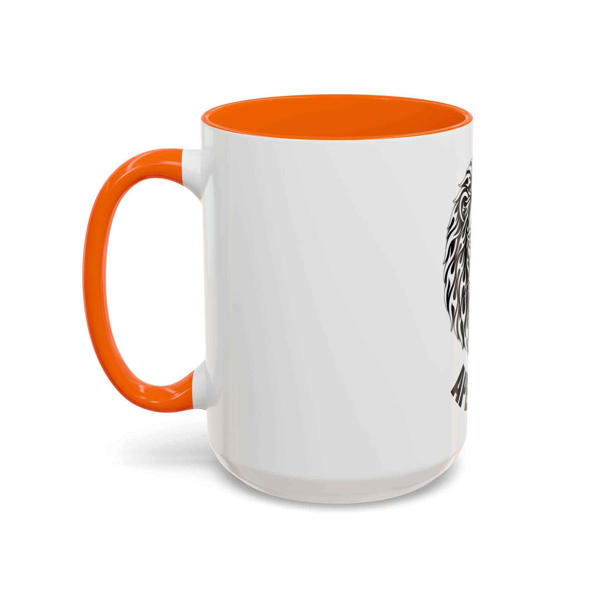 Lion Head Accent Coffee Mug — Black Tribal Lion Design (11oz & 15oz)