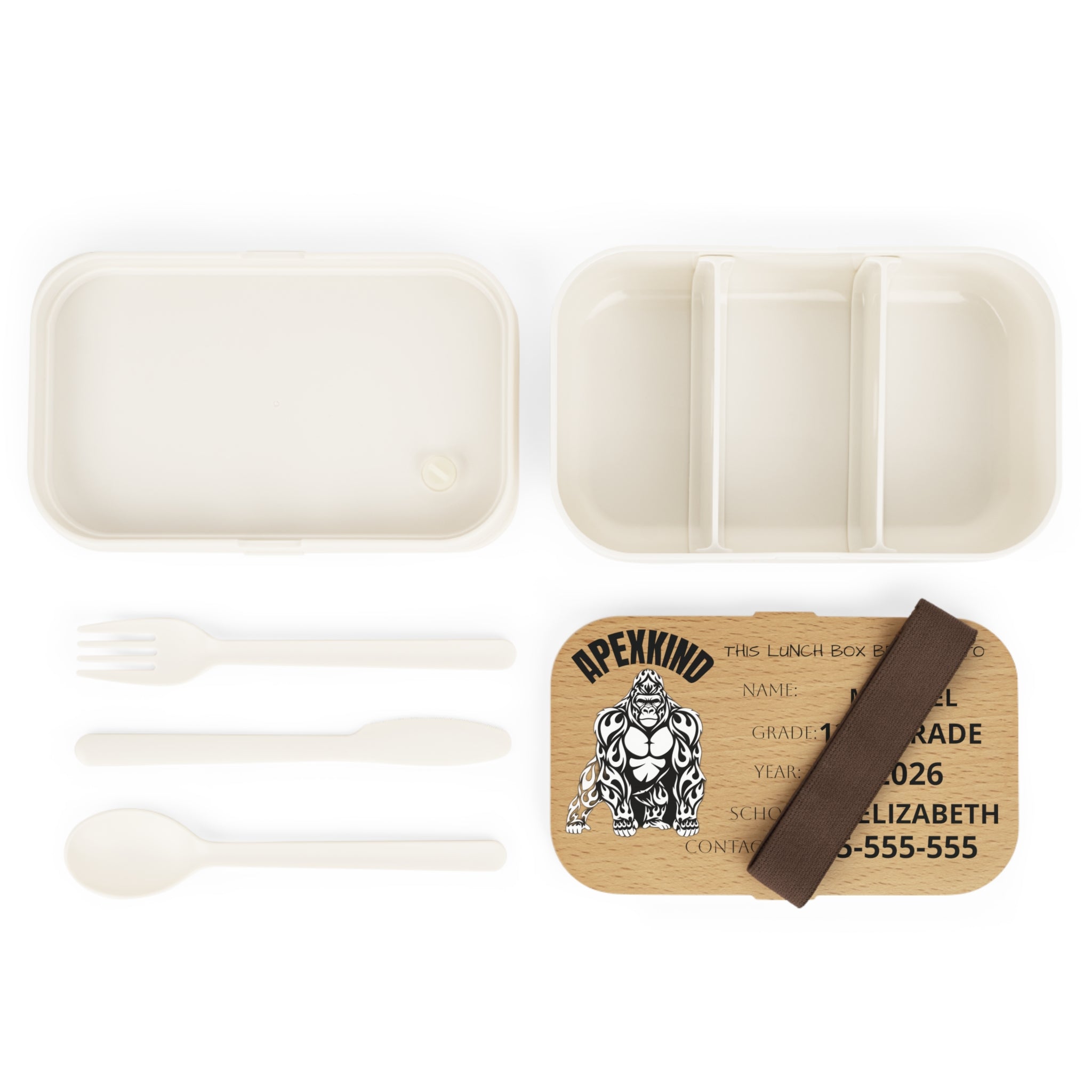GORILLA Personalized Bento Lunch Box | Custom Name, Grade, School, Contact