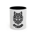 Tribal Wolf Accent Coffee Mug – Black Interior & Handle, Fierce Wolf Head Design (11/15 oz)