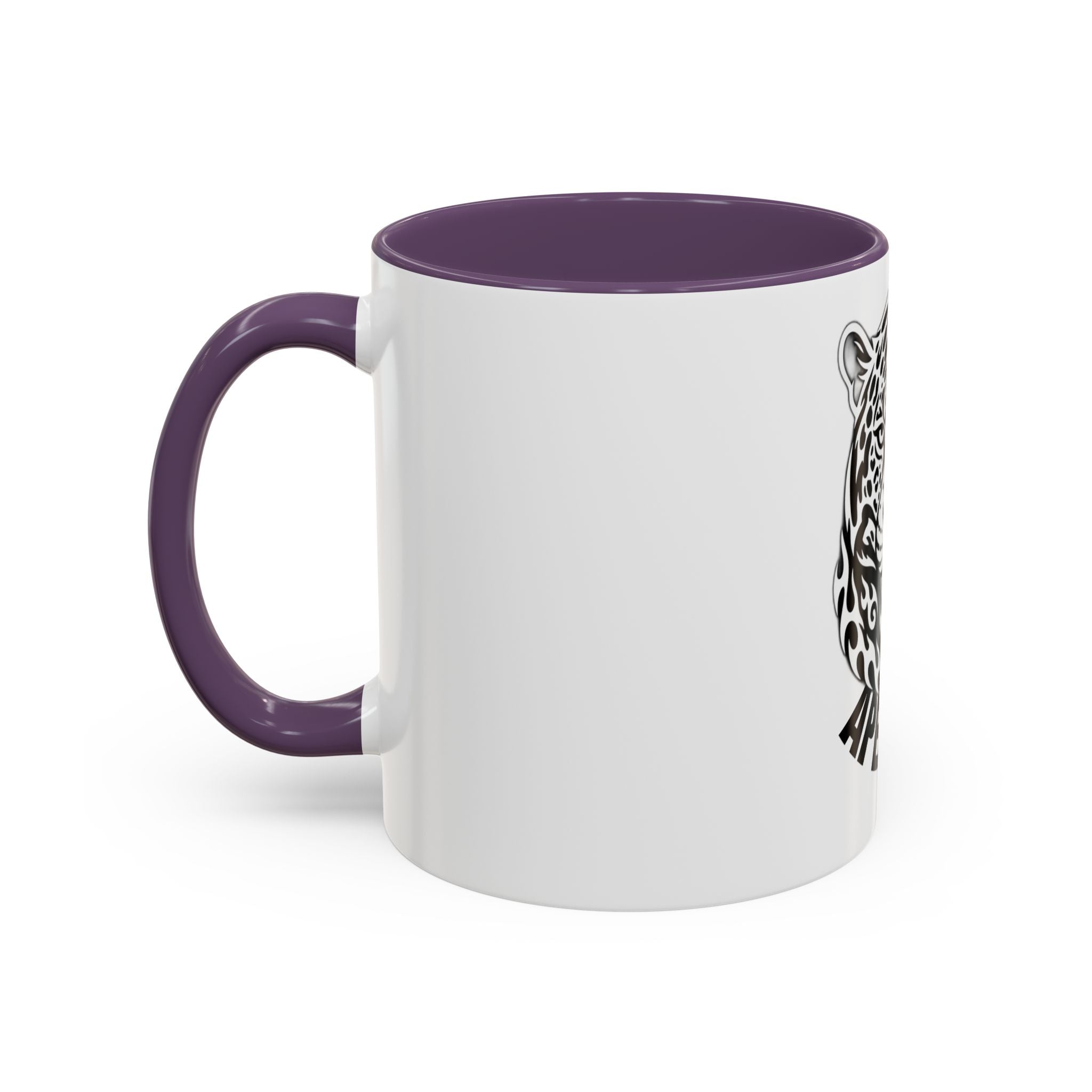 Tribal Wolf Accent Coffee Mug – Black Interior & Handle, Fierce Wolf Head Design (11/15 oz)