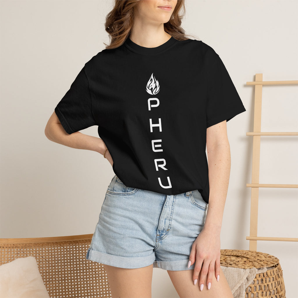 Pherus Vertical Flame Tee — Unisex Garment-Dyed Graphic T-Shirt
