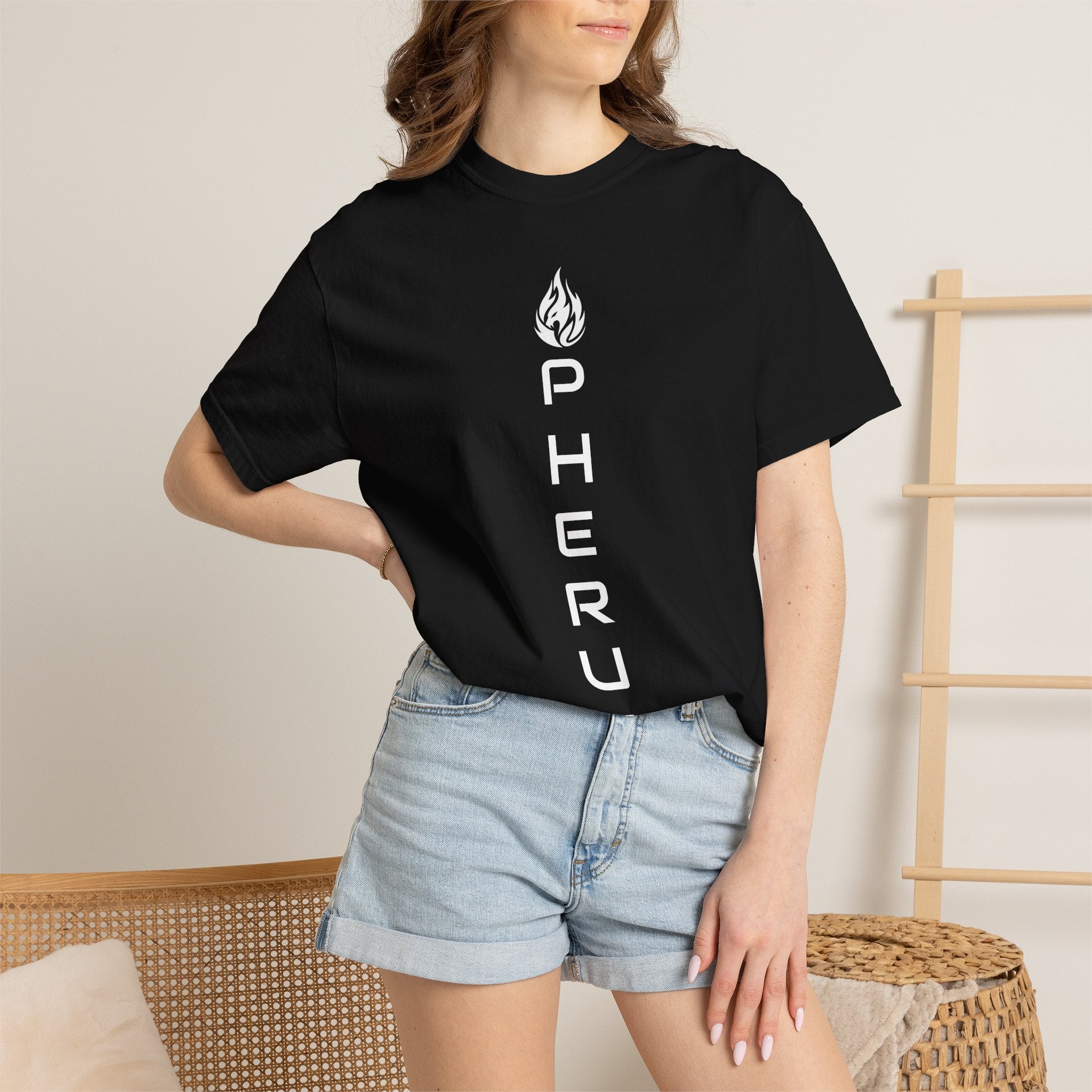 Pherus Vertical Flame Tee — Unisex Garment-Dyed Graphic T-Shirt