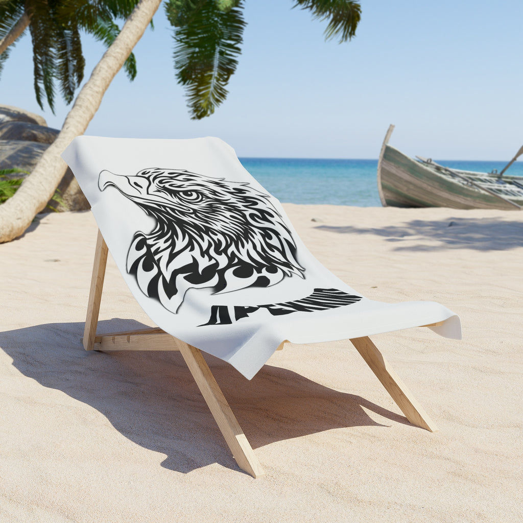 Eagle Head Beach Towel — Bold Tribal Eagle Design with 'APEXHWO' Text