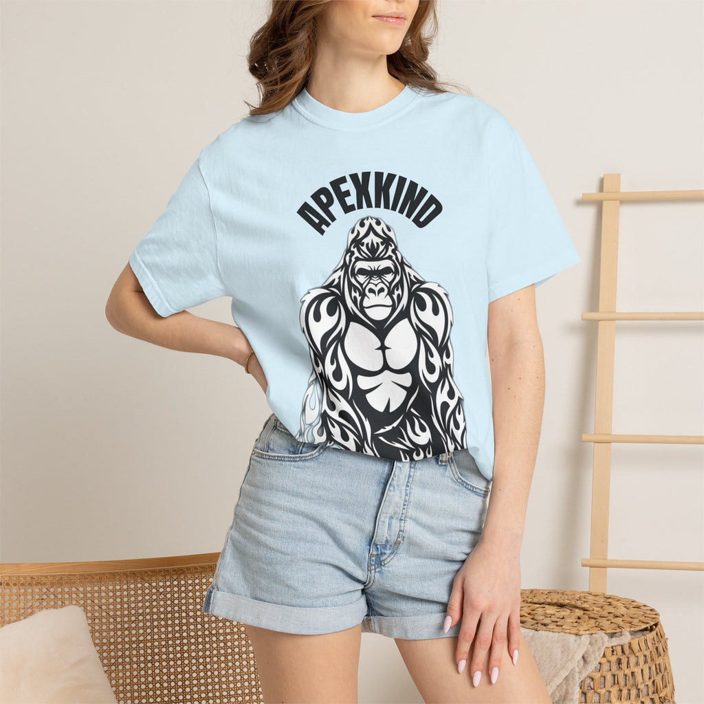 Tribal Flame Silverback Gorilla T-Shirt - Tribal Gorilla Illustration T-shirt | Bold Black Ape Design