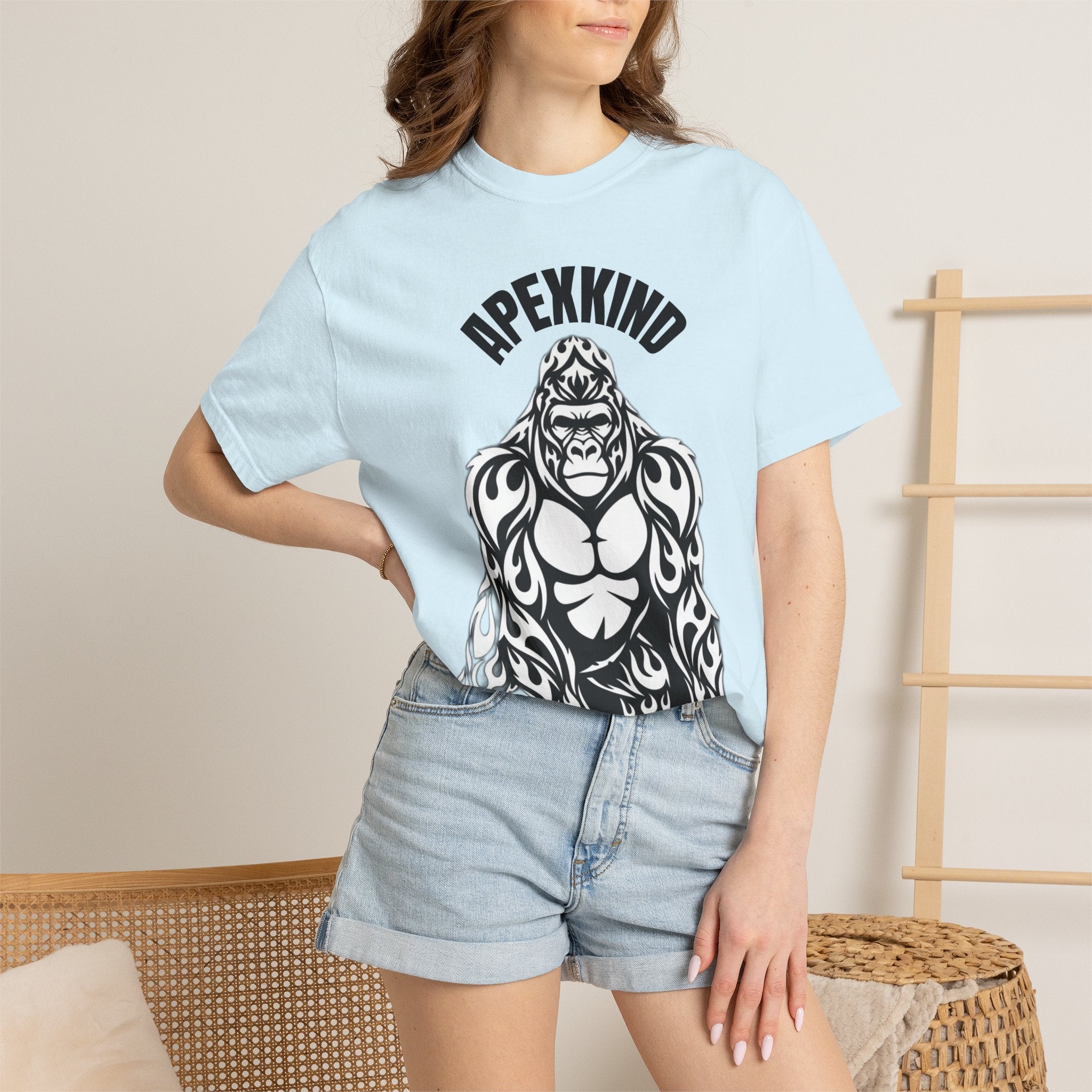 Tribal Flame Silverback Gorilla T-Shirt - Tribal Gorilla Illustration T-shirt | Bold Black Ape Design