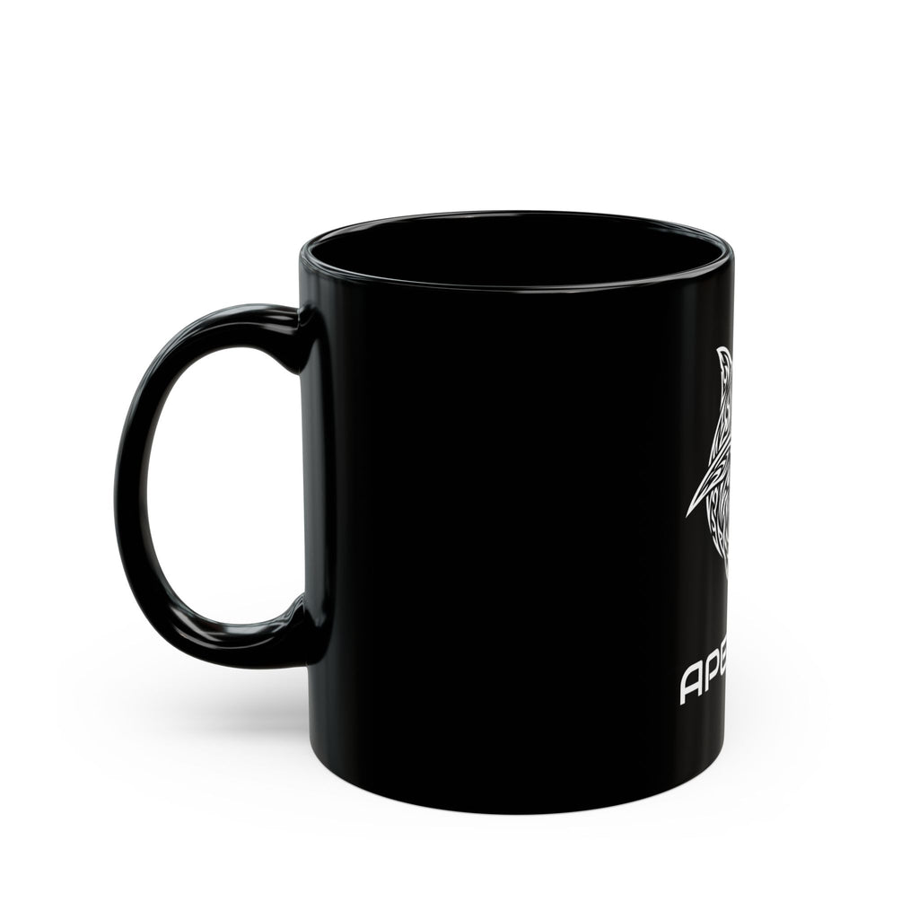 ApexKind Shark Coffee Mug — Tribal Shark Design Black Ceramic Mug (11oz & 15oz)