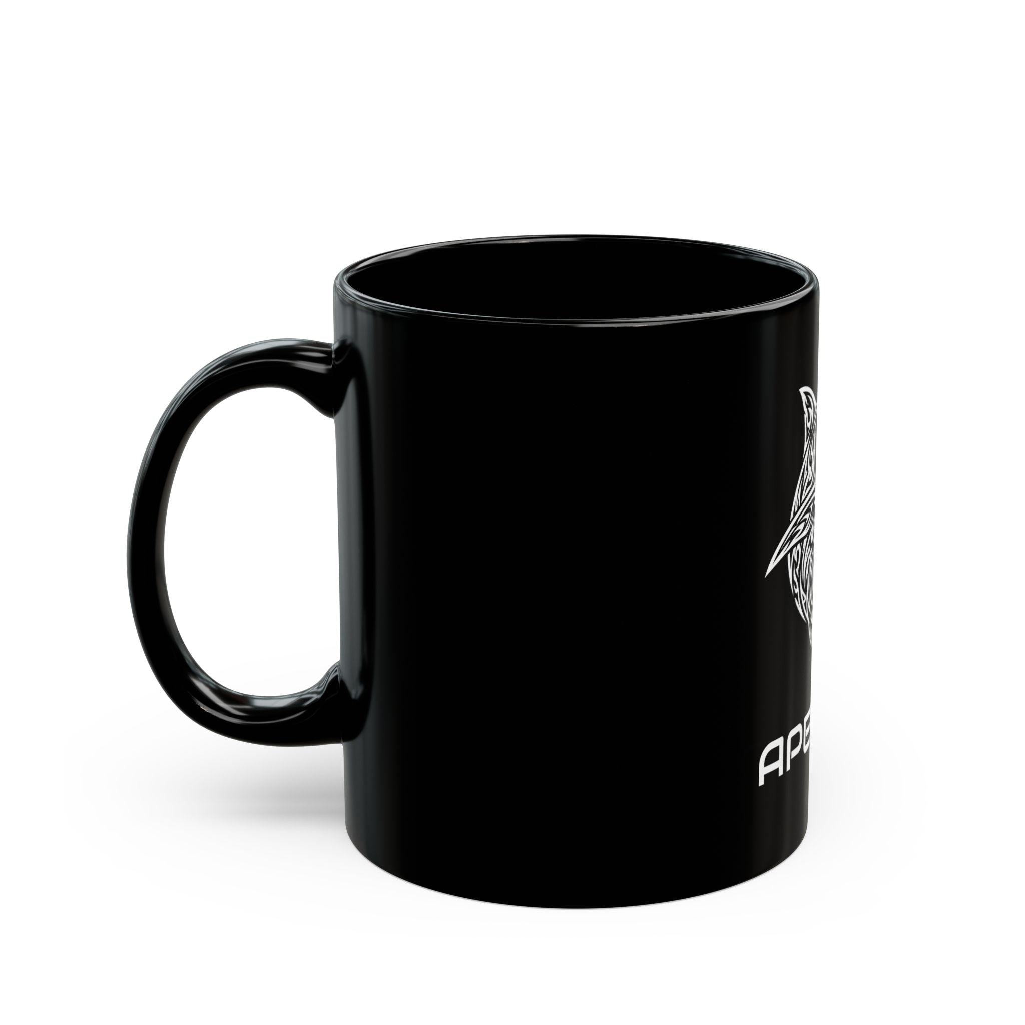 ApexKind Shark Coffee Mug — Tribal Shark Design Black Ceramic Mug (11oz & 15oz)