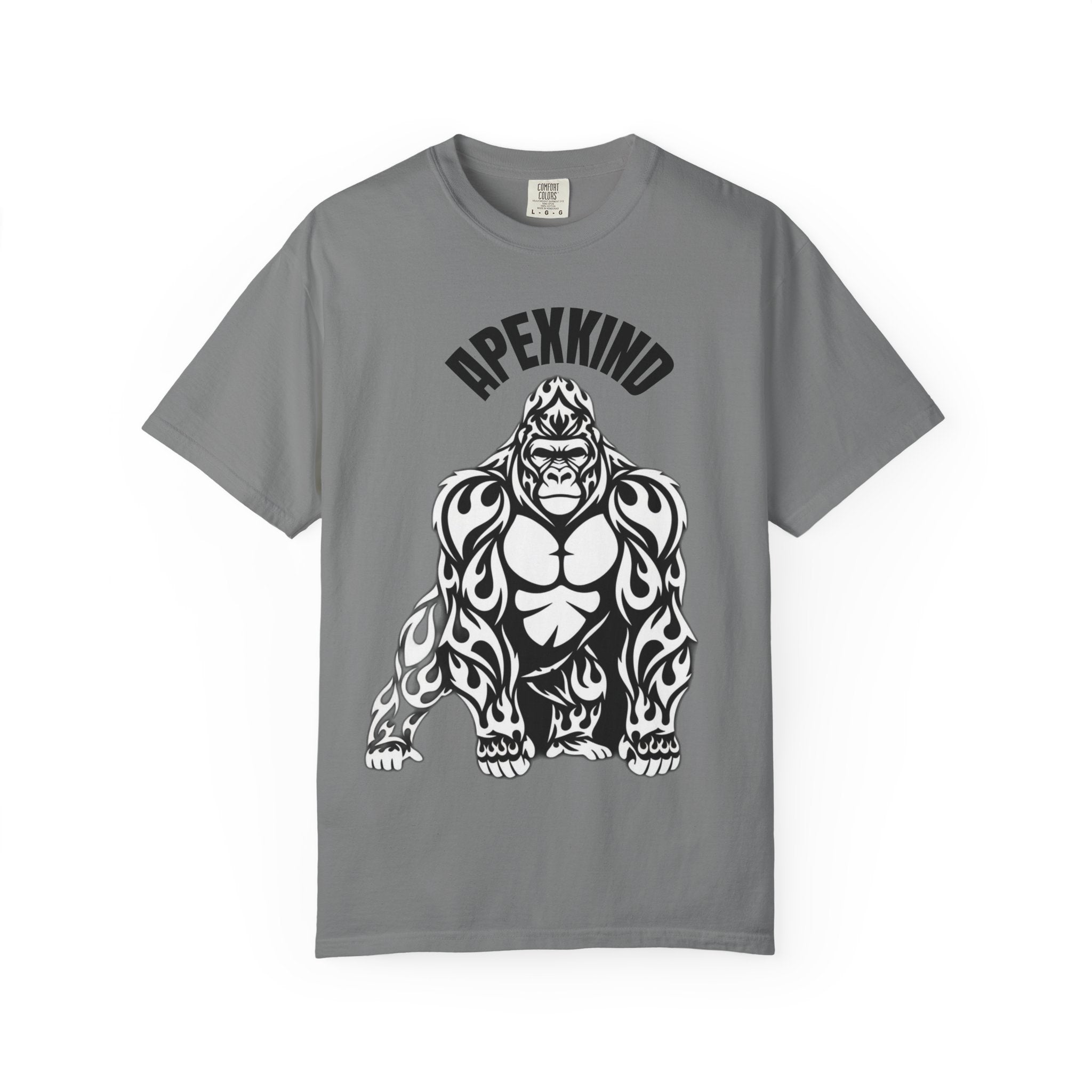 Tribal Flame Silverback Gorilla T-Shirt - Tribal Gorilla Illustration T-shirt | Bold Black Ape Design