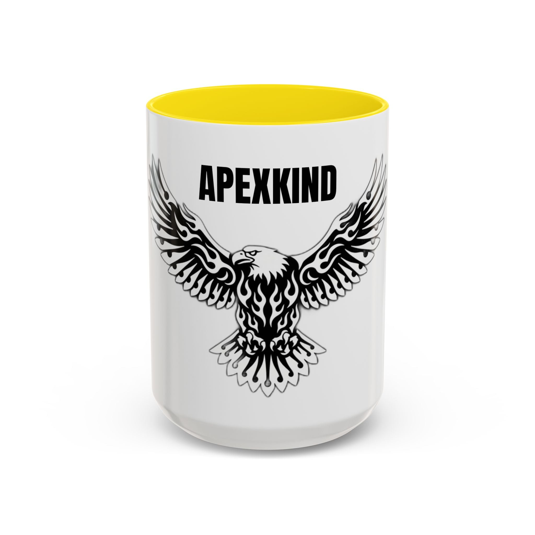Tribal Eagle Accent Coffee Mug — Black Interior & Handle (11/15 oz)