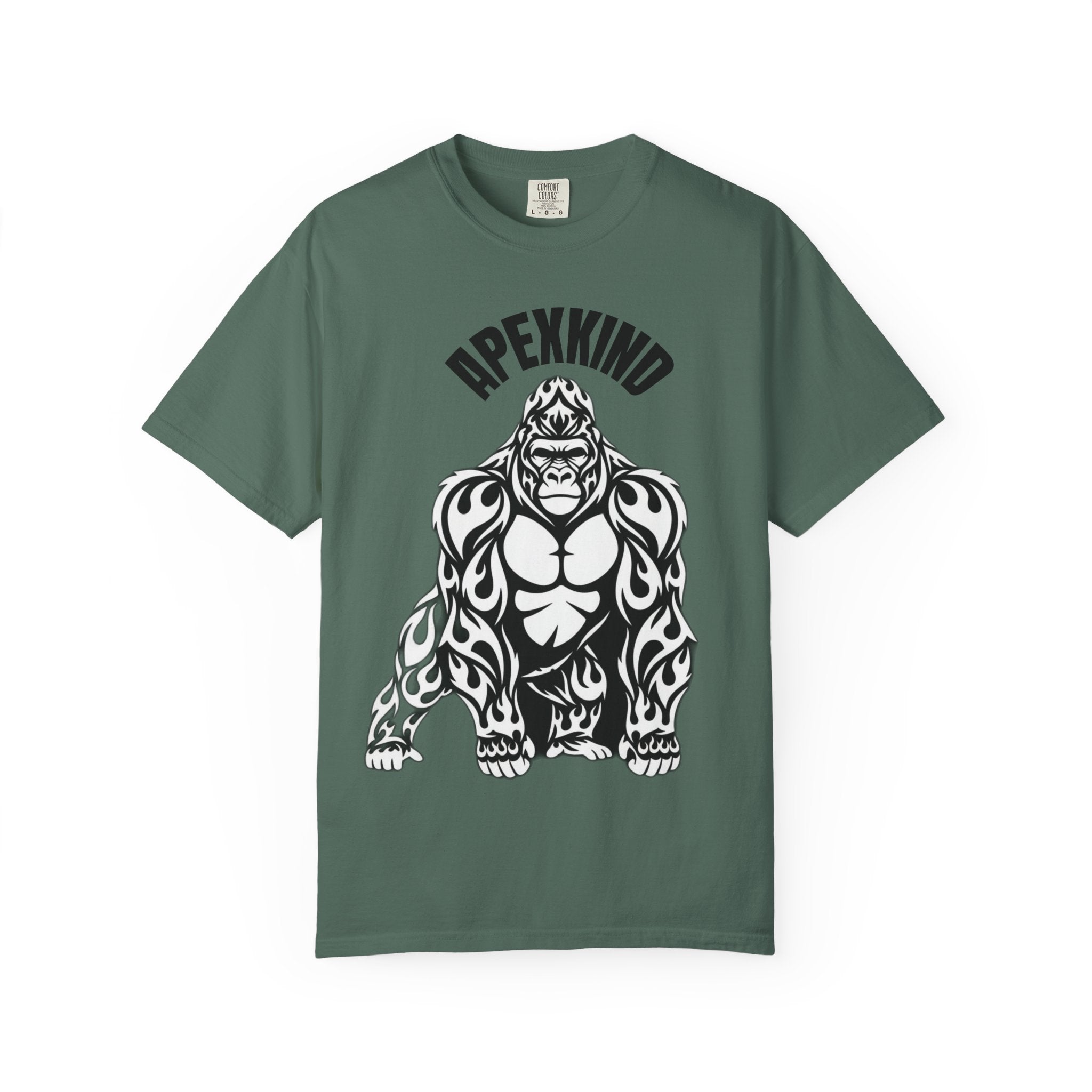 Tribal Flame Silverback Gorilla T-Shirt - Tribal Gorilla Illustration T-shirt | Bold Black Ape Design