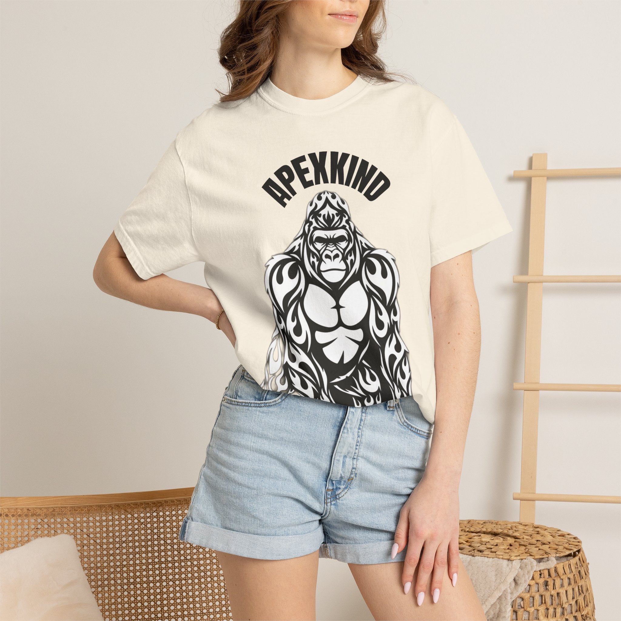 Tribal Flame Silverback Gorilla T-Shirt - Tribal Gorilla Illustration T-shirt | Bold Black Ape Design