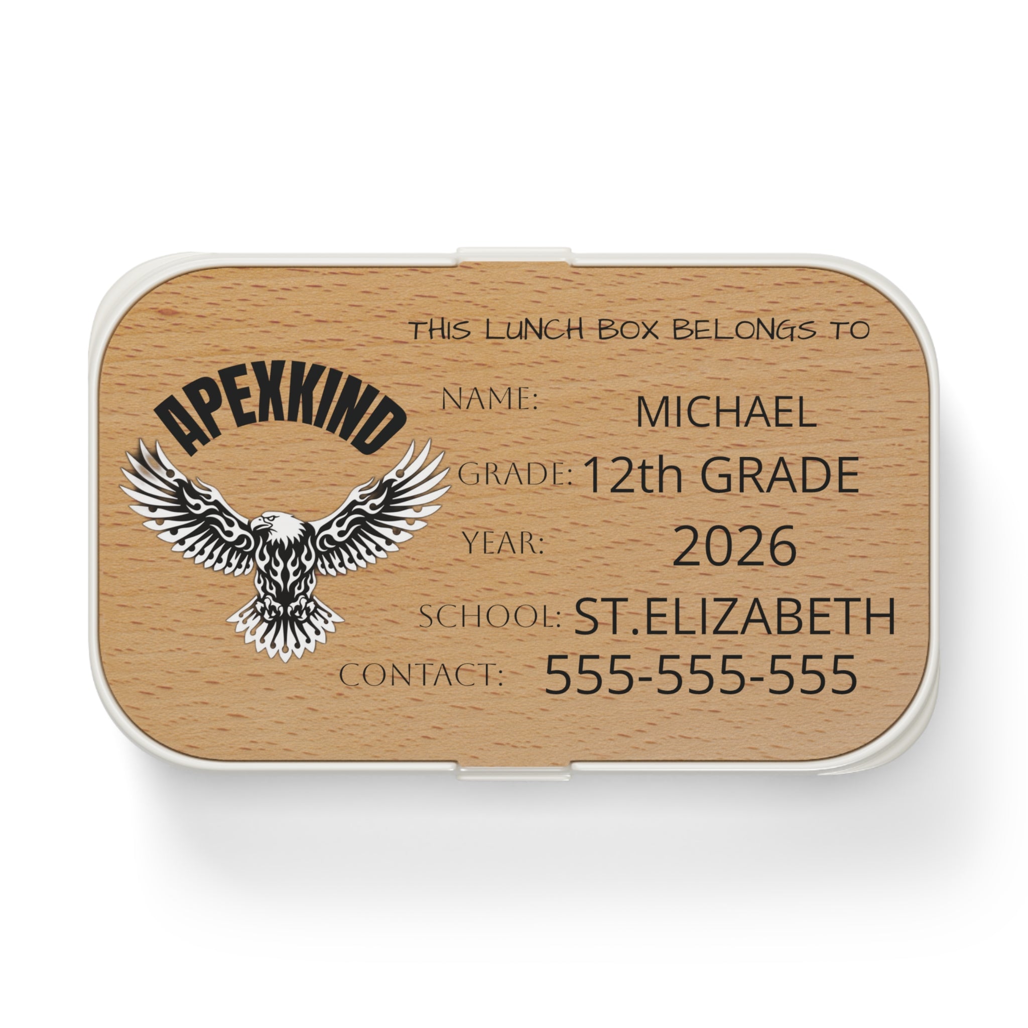 AMERICAN RAGLE Personalized Bento Lunch Box | Custom Name, Grade, School, Contact