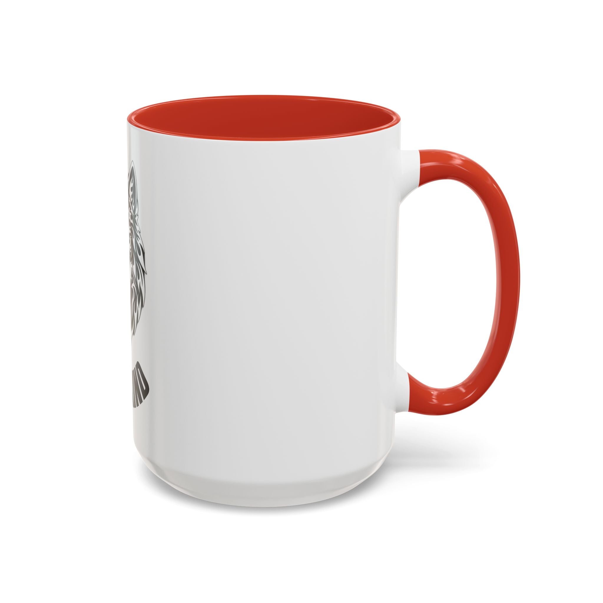Tribal Wolf Accent Coffee Mug – Black Interior & Handle, Fierce Wolf Head Design (11/15 oz)
