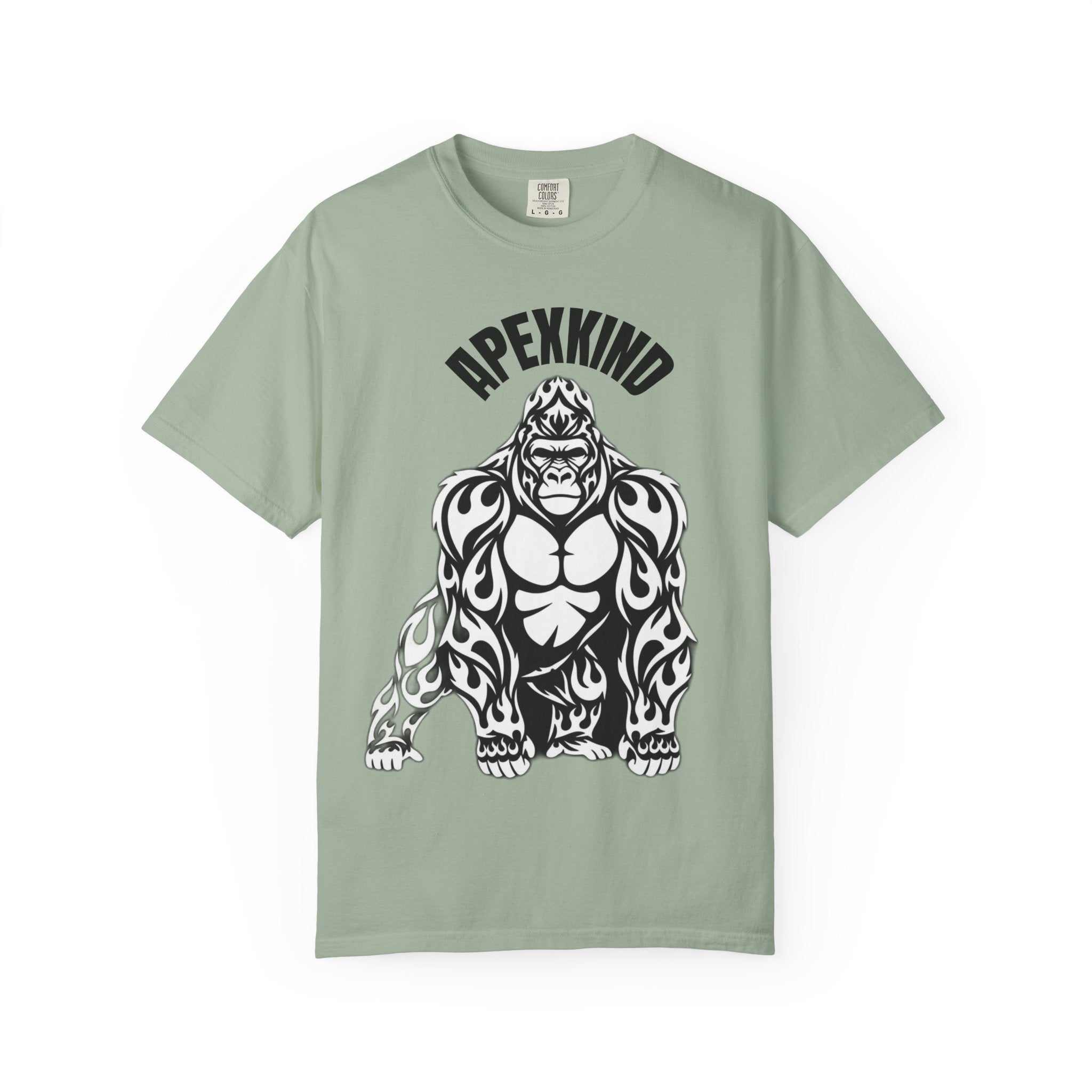 Tribal Flame Silverback Gorilla T-Shirt - Tribal Gorilla Illustration T-shirt | Bold Black Ape Design