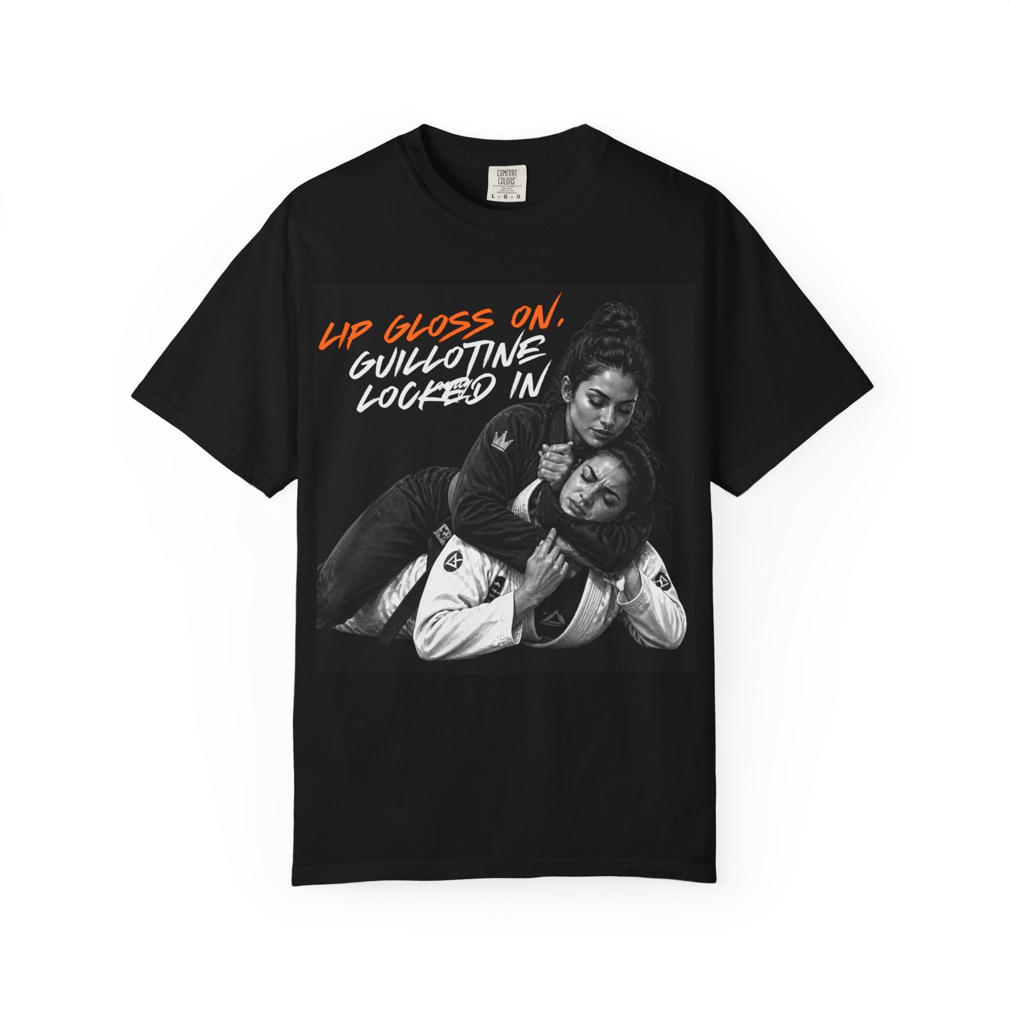Lip Gloss On, Guillotine Locked In T-Shirt — Graphic Couple Wrestling Tee