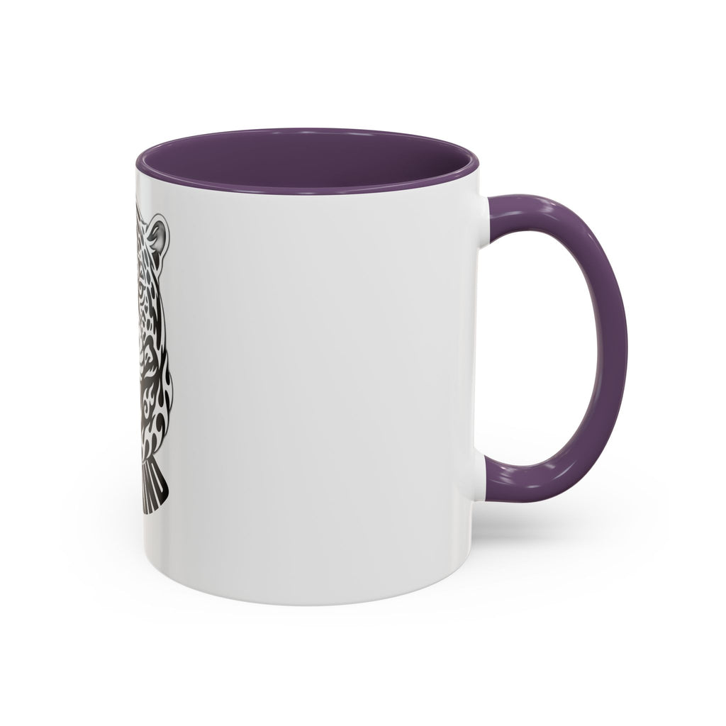 Tribal Wolf Accent Coffee Mug – Black Interior & Handle, Fierce Wolf Head Design (11/15 oz)